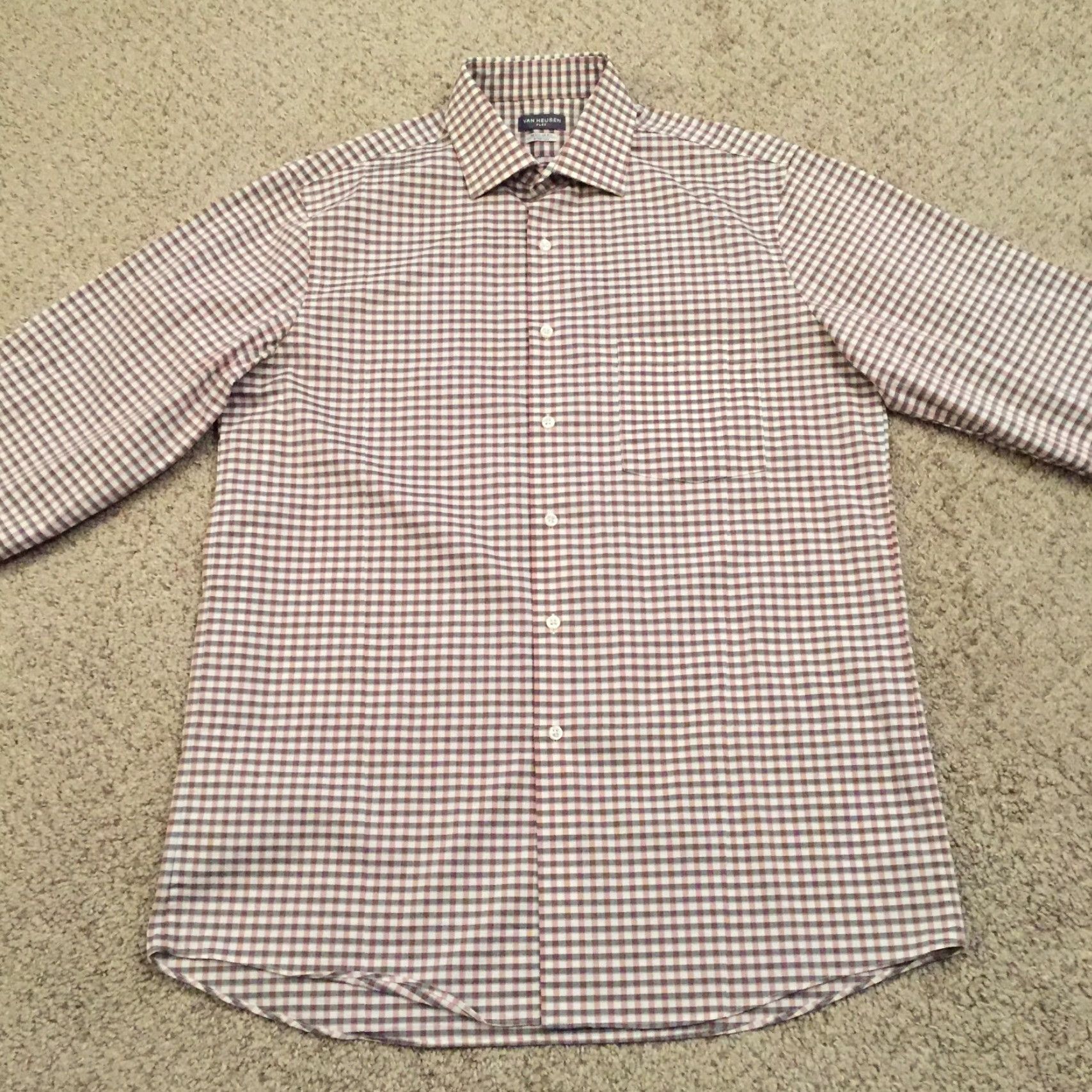 Van Heusen Van Heusen Shirt 15.5 Gray Red Plaid Long Sleeve Button Front Mens Size US L / EU 52-54 / 3 - 5 Thumbnail