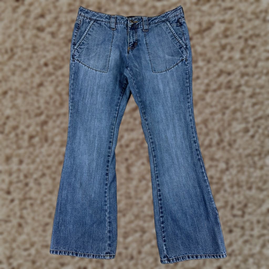 Vintage Arizona Jeans Co Jeans Womens 11 Blue Denim Low Rise Flared 30x29 Cotton Button Zipper 5-Pocket Design Regular Vintage? No — Wait Size 32" / US 10 / IT 46 - 1 Thumbnail