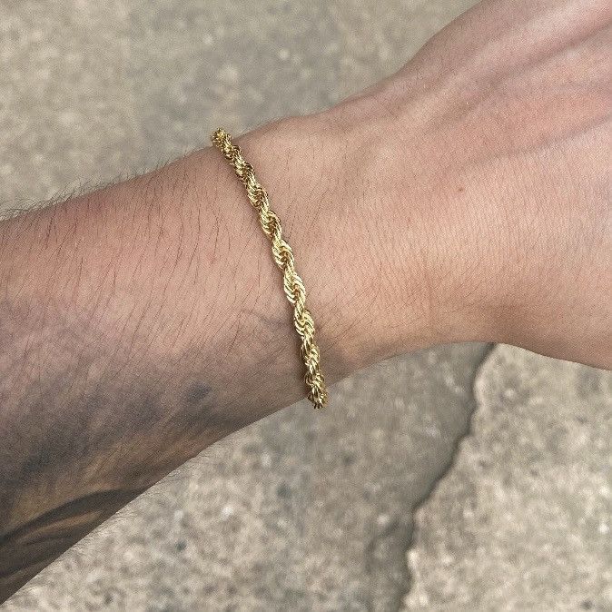 Jewelry Gold Bracelet Rope Chain 8in 4mm Size ONE SIZE - 1 Thumbnail