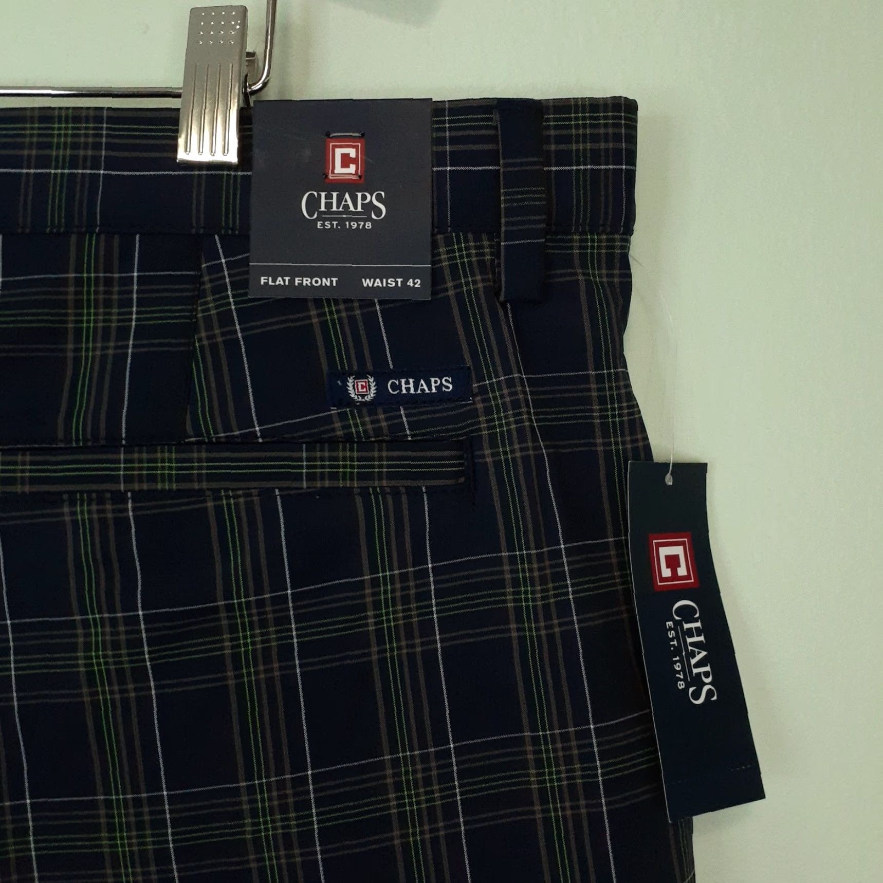 Chaps Chaps Chino Flat Front Shorts Plaid Mens 42 Waist 42 Inseam 9" Blue Multicolor Size US 42 / EU 58 - 4 Thumbnail