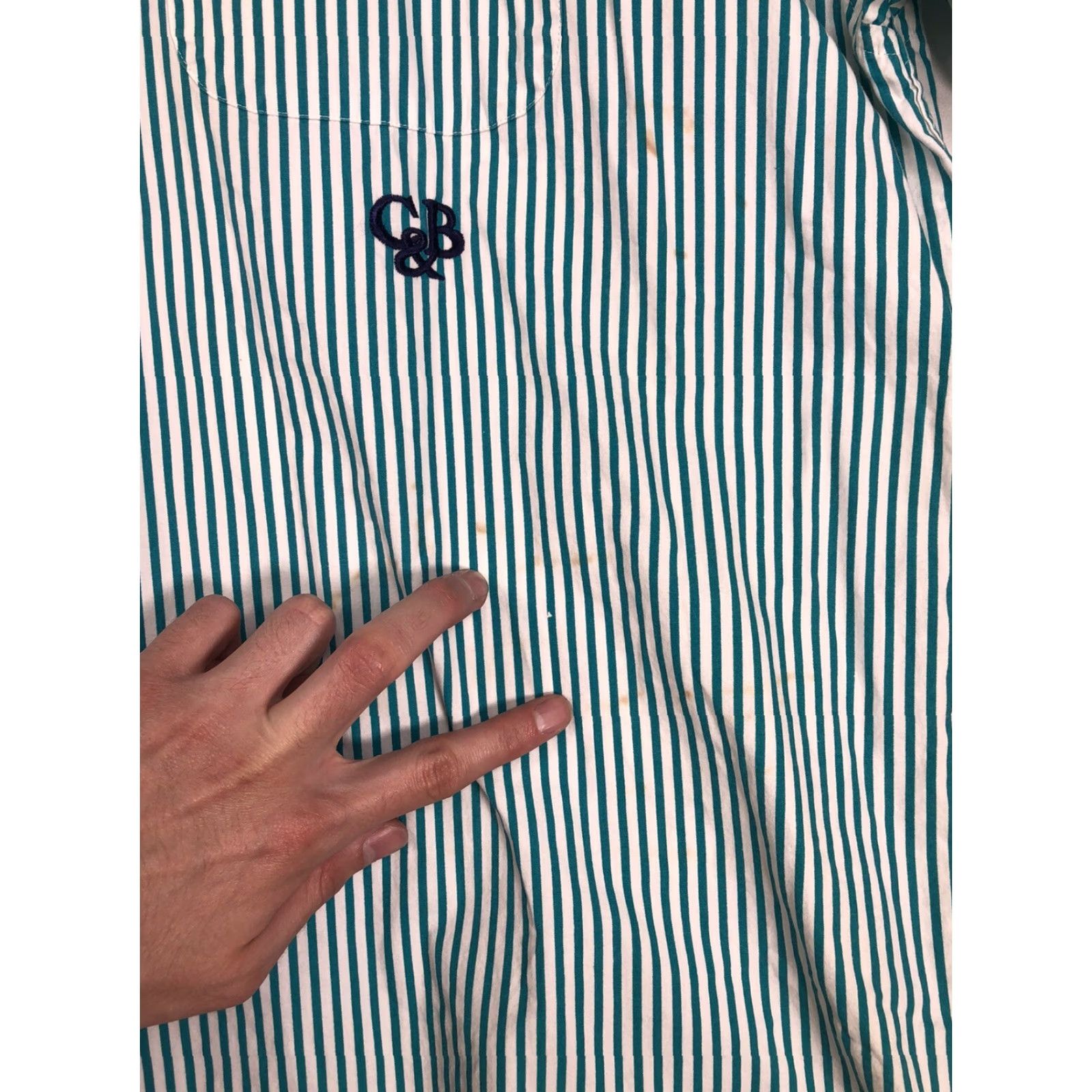Croft & Barrow VINTAGE Croft & Barrow Shirt Men’s Large Striped 90s Blue Button Short Sl J23 Size US L / EU 52-54 / 3 - 4 Thumbnail