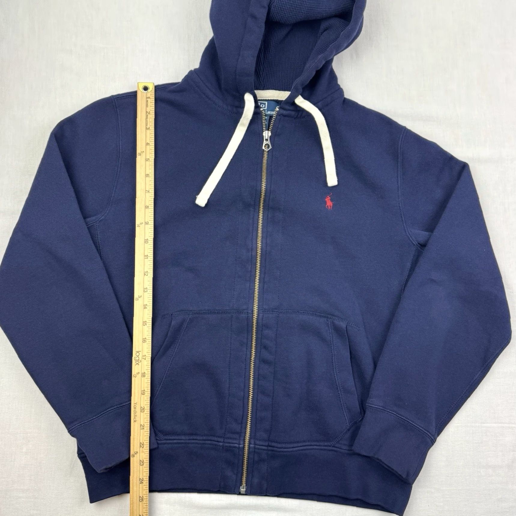 Polo Ralph Lauren VINTAGE Polo Ralph Lauren Hoodie Shirt Adult Large Blue 90s Punk Full Zip Hooded Pockets Mens Size US L / EU 52-54 / 3 - 5 Thumbnail
