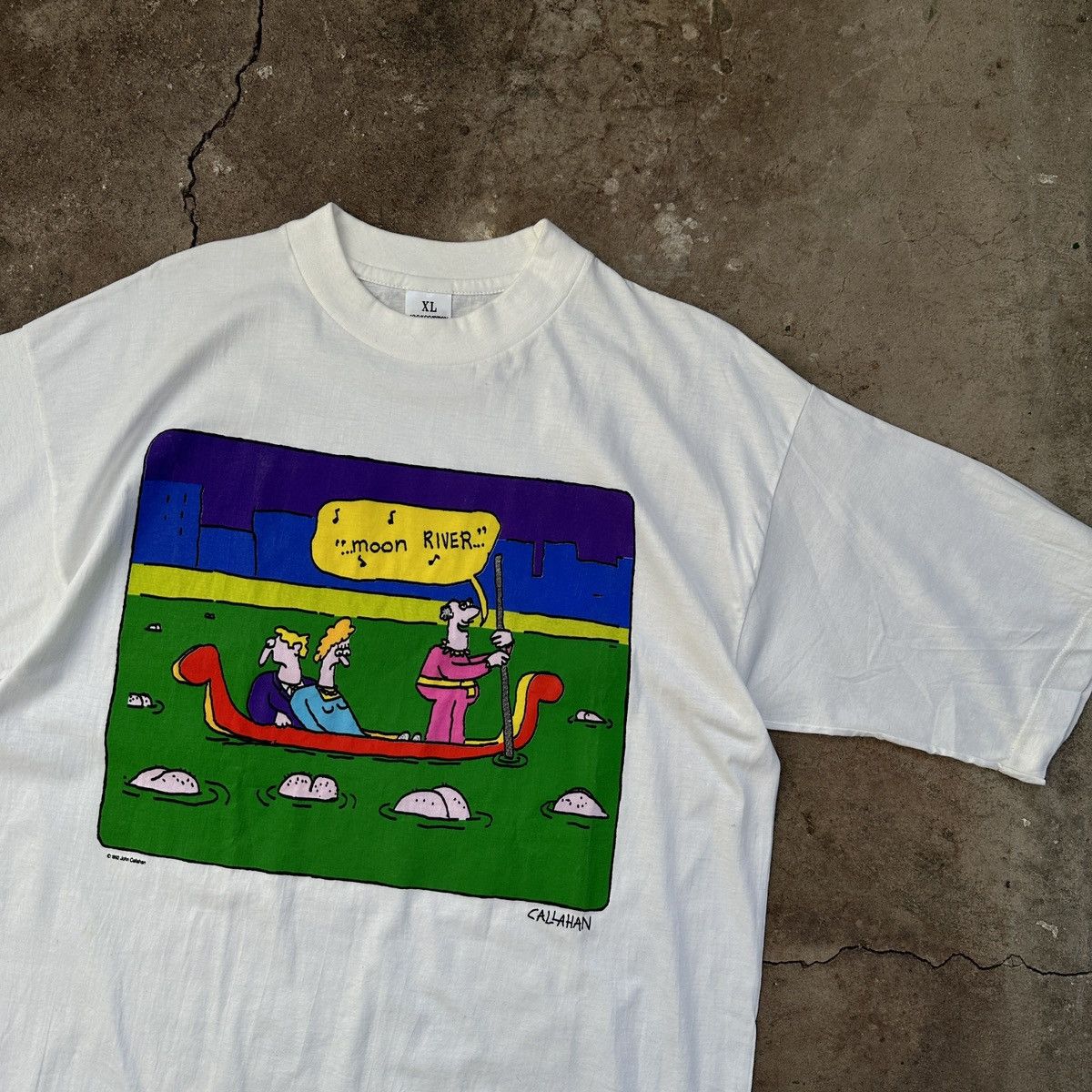 Vintage 1992 MOON RIVER JOHN CALLAHAN T-Shirt Size US XL / EU 56 / 4 - 2 Thumbnail