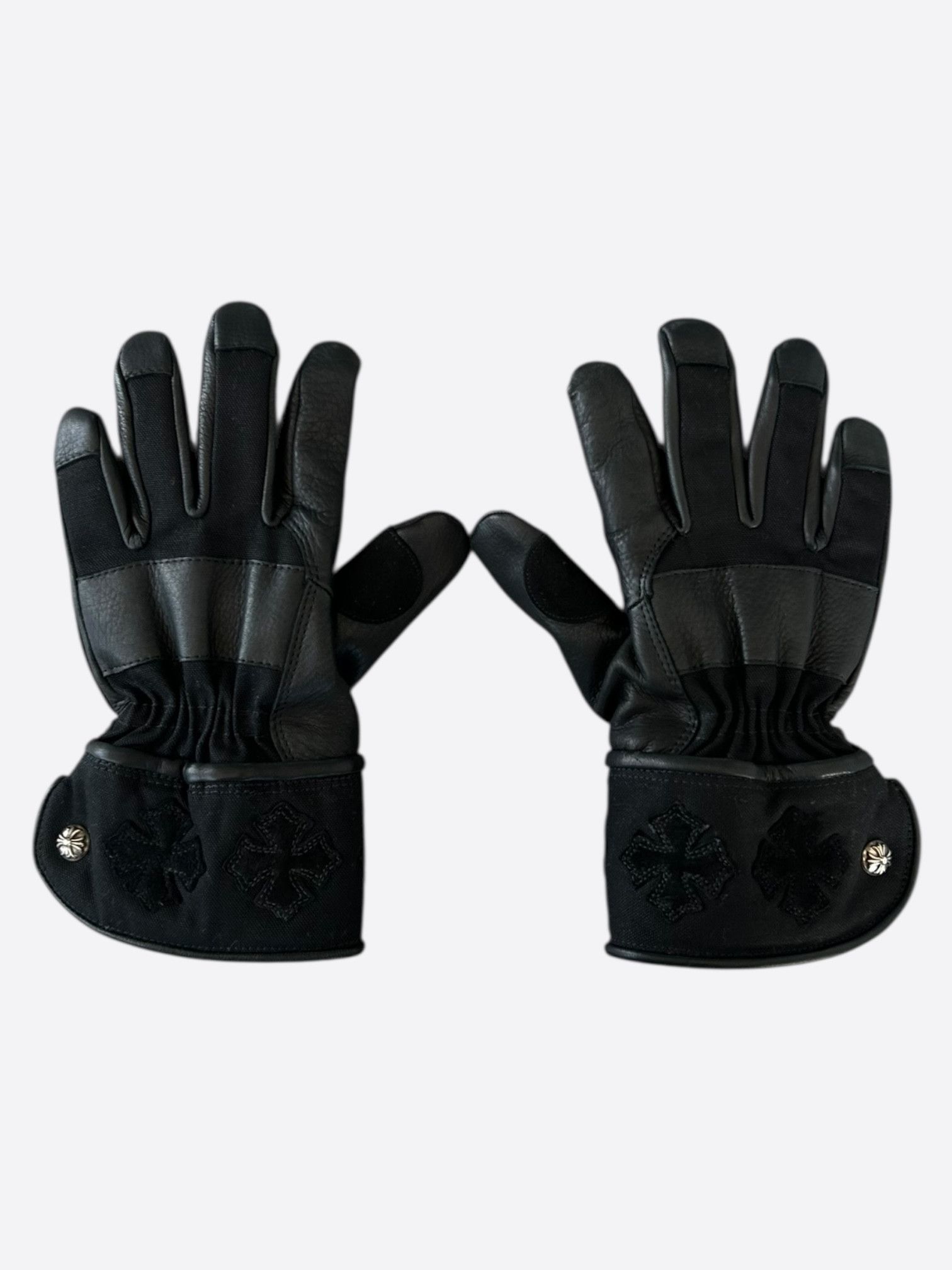 Chrome Hearts Chrome Hearts Black Leather Cross Patch Gloves Size ONE SIZE - 1 Thumbnail