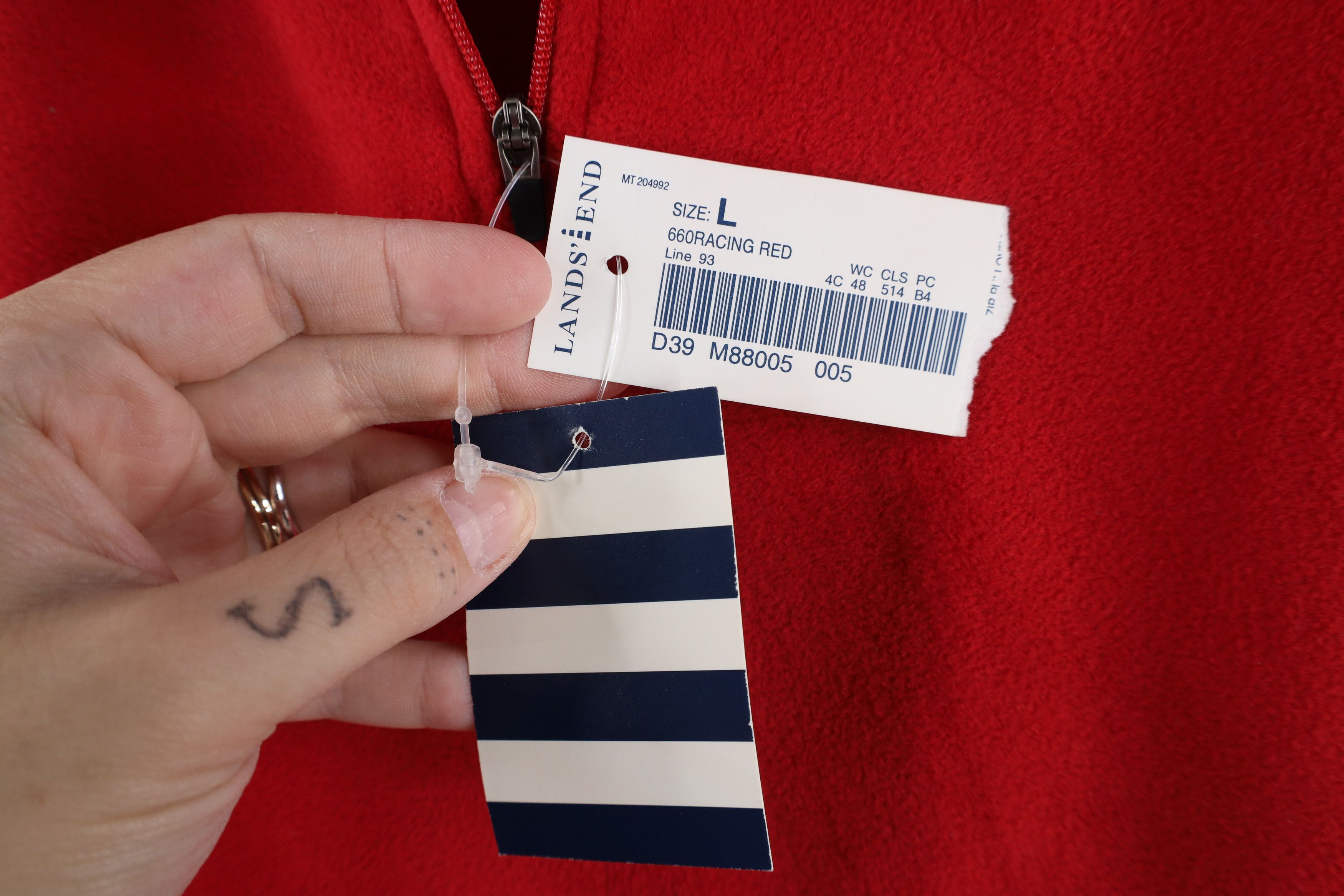 Lands' End × Vintage New Lands End Half Zip Fleece Pullover Sweater Red Polyester Size US L / EU 52-54 / 3 - 4 Thumbnail