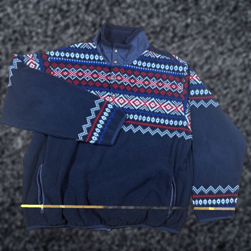 Ralph Lauren Ralph Lauren Polo Sweater Fleece Fair Isle 1/2 Button Zip Blue Mens 2XL Aztec Pullover Size US XXL / EU 58 / 5 - 1 Thumbnail