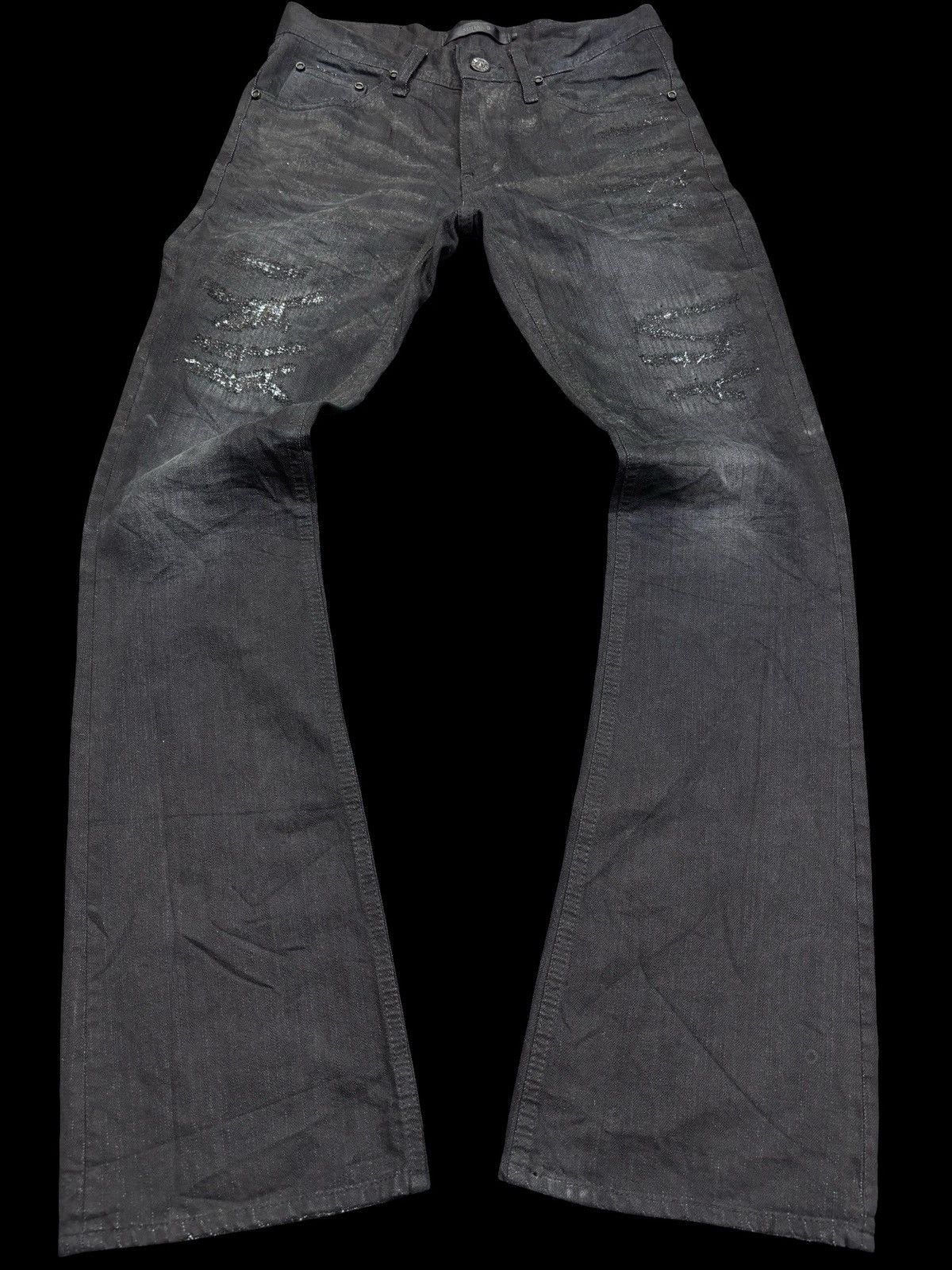 Japanese Brand 💥Flare💥Midas9 Rip&Repair Style Flare Denim F776 Size US 29 - 1 Thumbnail