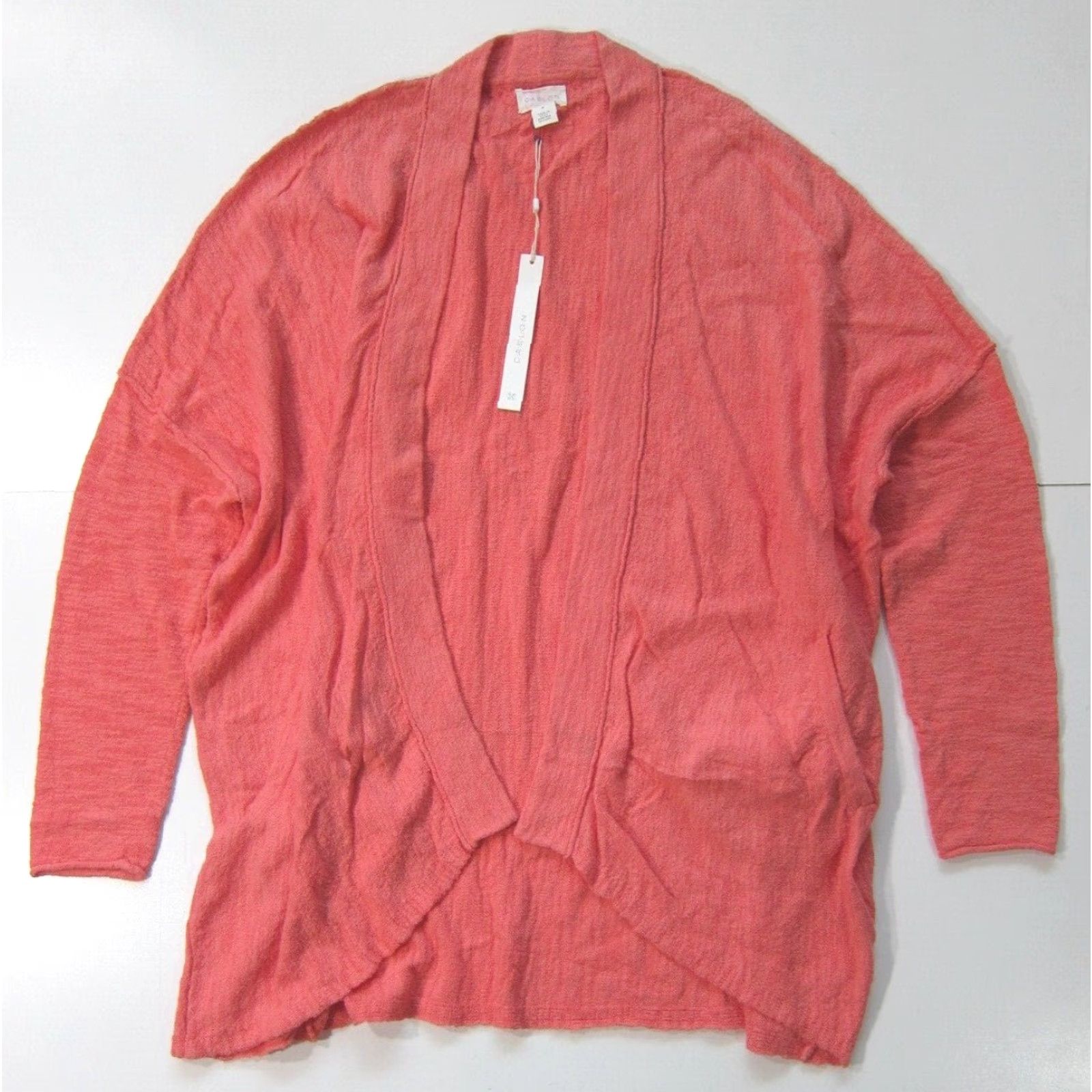Pinko NWT Caslon Coral Pink Knit Oversized Long Pocket Cardigan Sweater Women Medium Size M / US 6-8 / IT 42-44 - 5 Thumbnail
