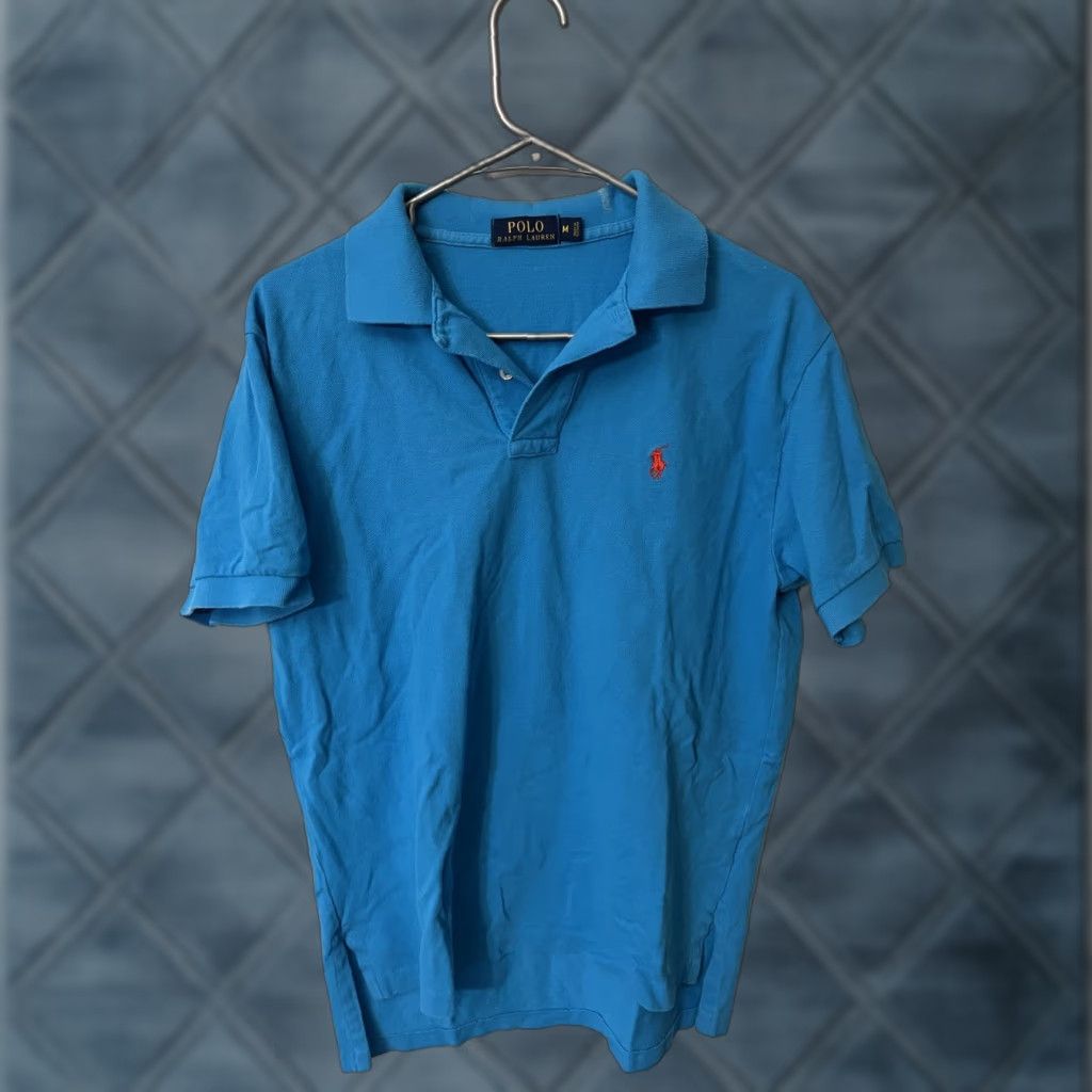 Ralph Lauren VINTAGE Ralph Lauren Polo Shirt Polo Big Pony Embroidered Men M Aqua Blue Short Sleeve Polo Size US M / EU 48-50 / 2 - 1 Thumbnail