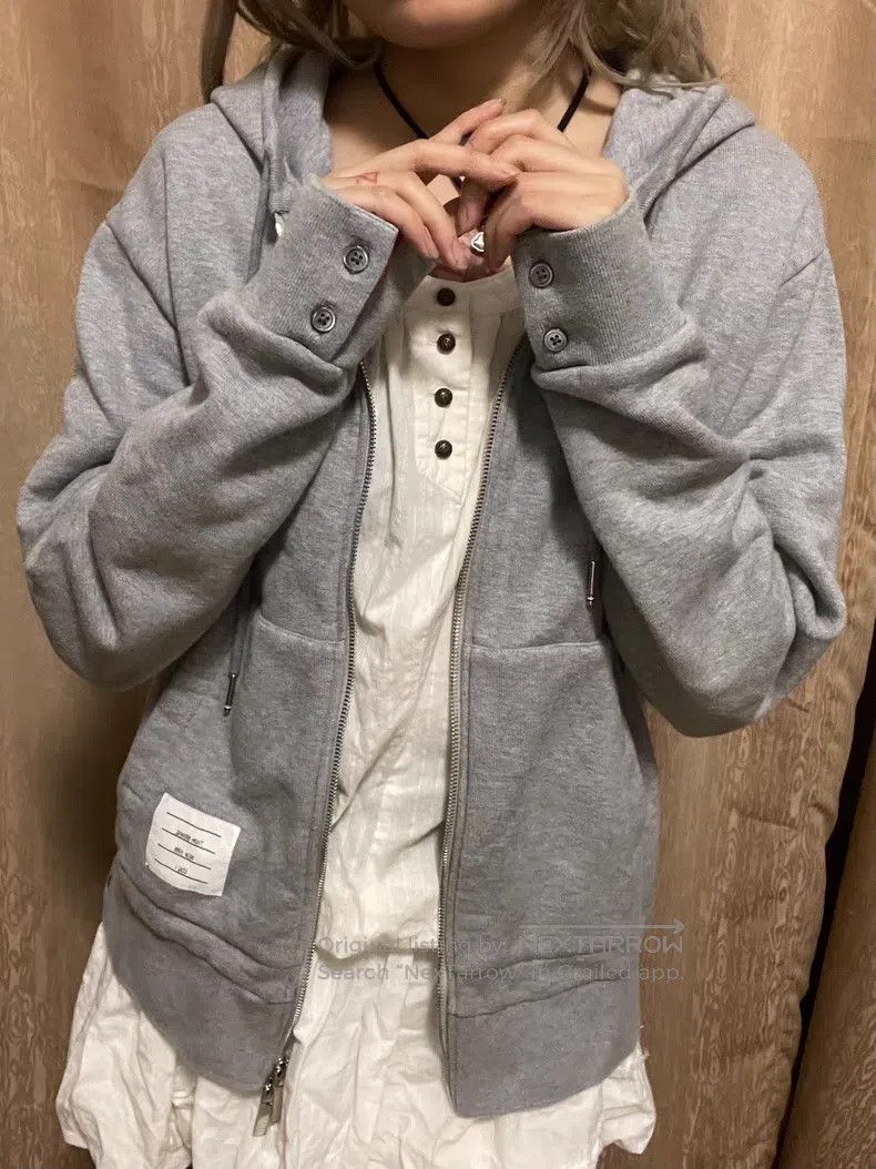 Thom Browne Thom Browne Gray Classic Ribbed Hooded Sweatshirt Size US S / EU 44-46 / 1 - 5 Thumbnail