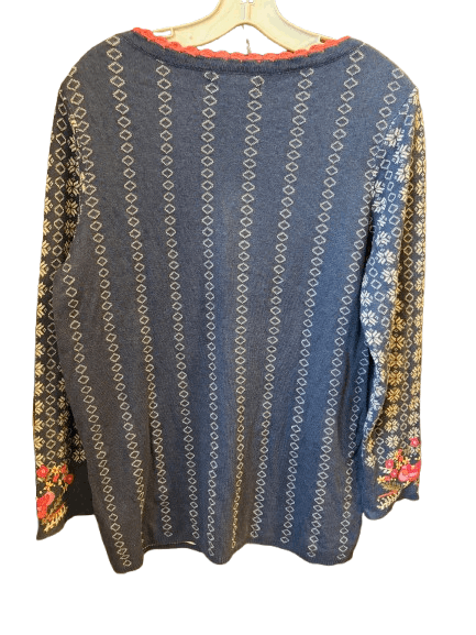 Other April Cornell Women Blue Cotton Floral Embroidered Cardigan Size S / US 4 / IT 40 - 3 Thumbnail