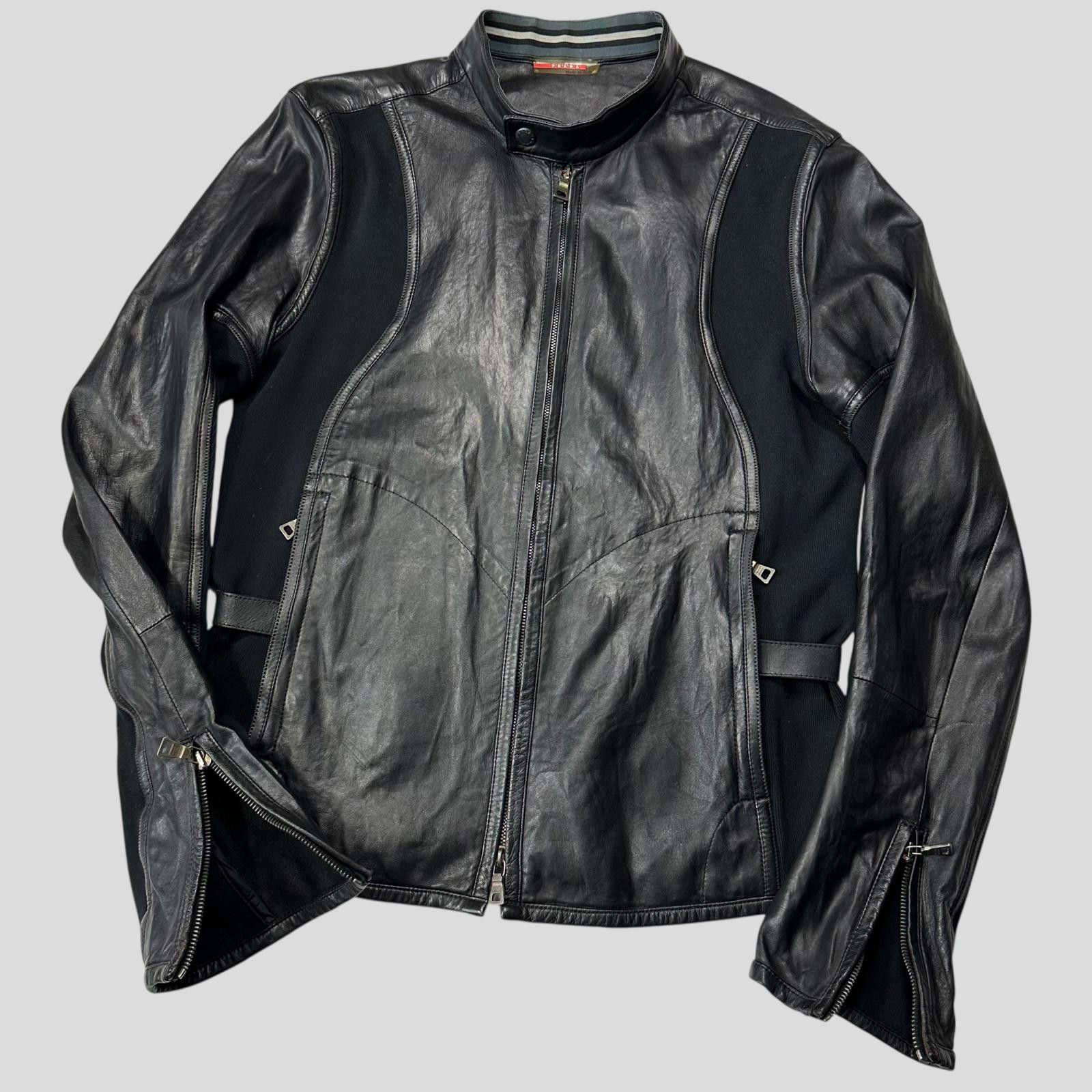 Prada Prada Sport SS00 Leather Biker Curved Panelled Moto Jacket S Size US S / EU 44-46 / 1 - 8 Thumbnail