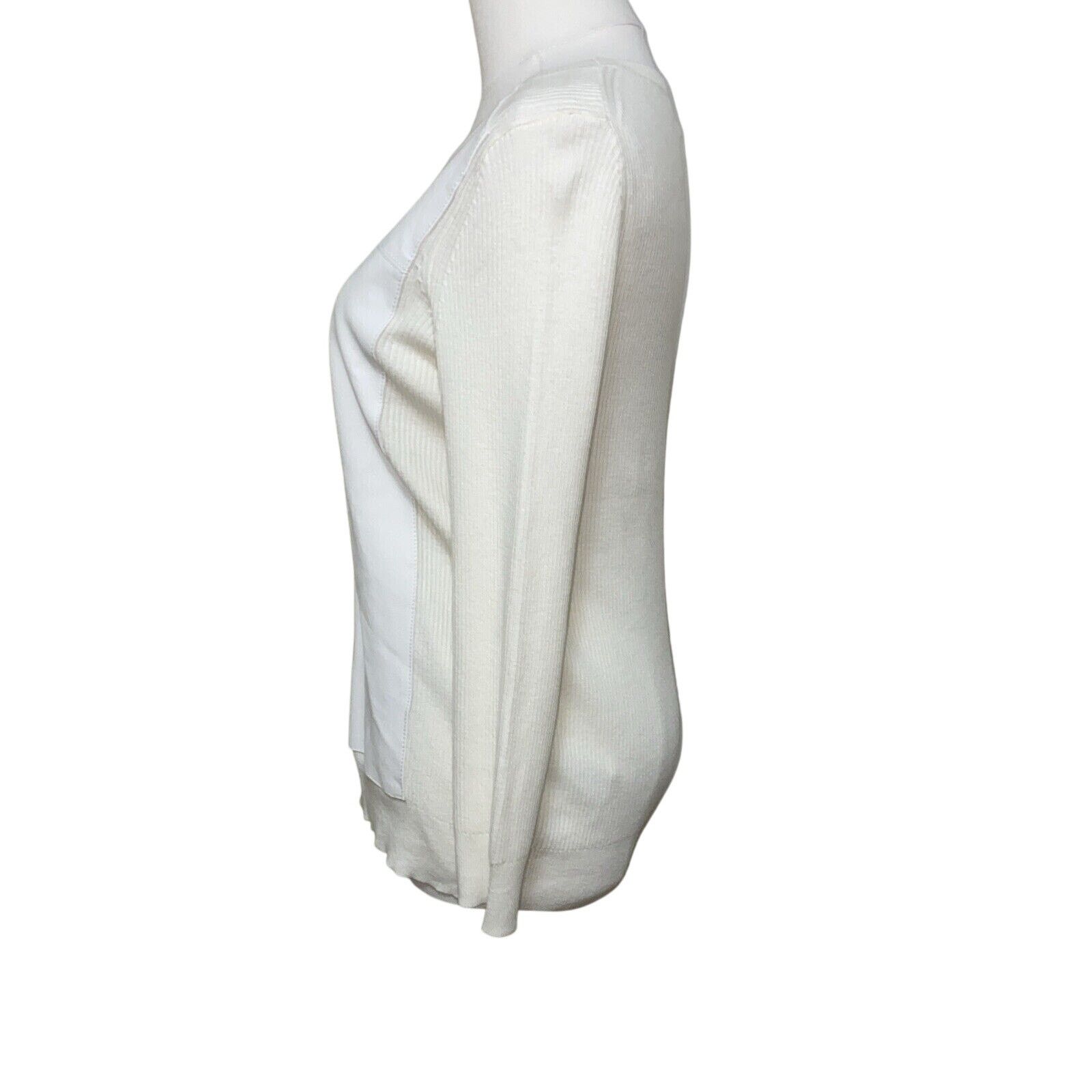 Banana Republic Banana Republic Women's Ivory Sweater Small Faux Leather Size S / US 4 / IT 40 - 4 Thumbnail