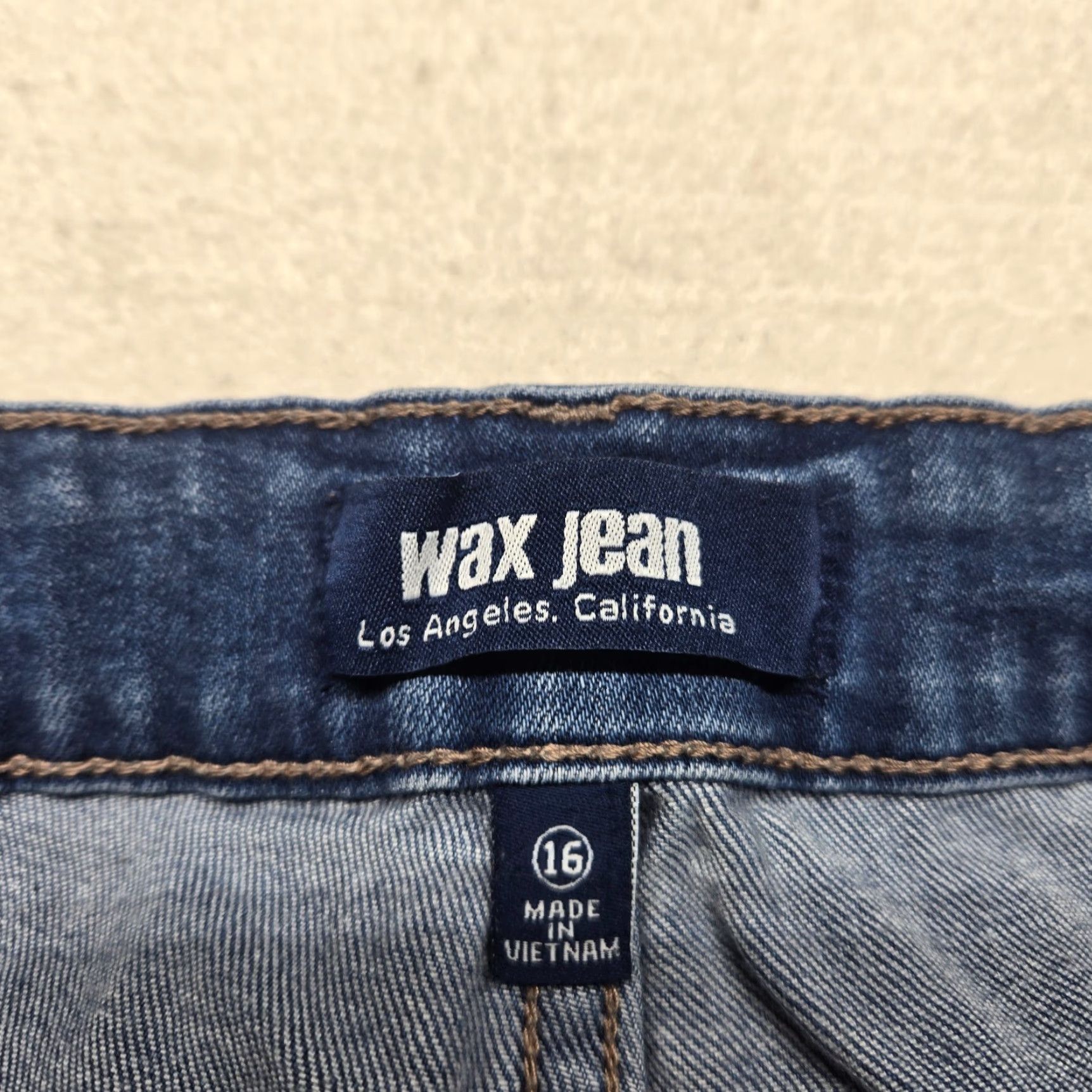 Denime Wax Jean Women's Denim Distressed Stretch Jeans Pants 16 Mid Rise Blue 5-Pocket Jegging Size 38" / US 16 / IT 52 - 3 Thumbnail