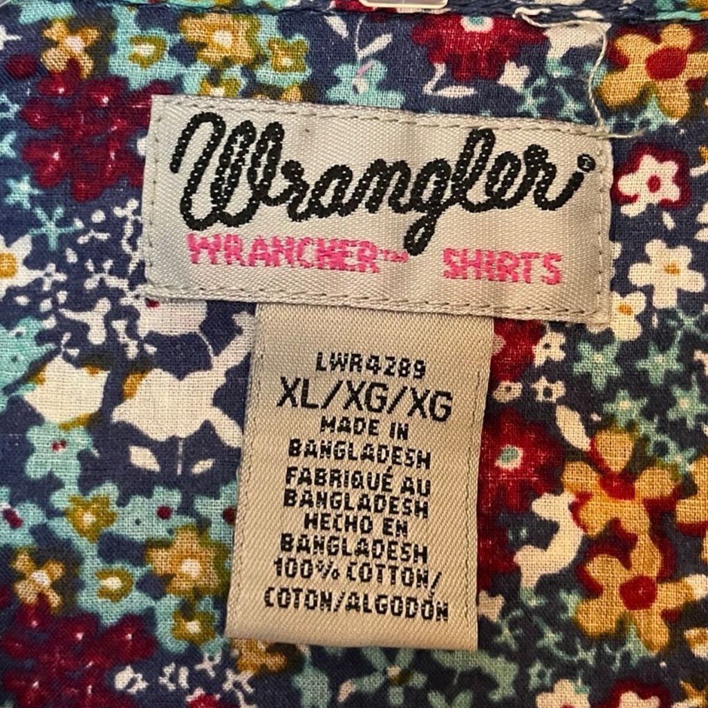 Vintage × Wrangler Vtg 90s Wrangler Wrancher Shirt Button Down Pearl Snaps L/XL Size XL / US 12-14 / IT 48-50 - 6 Thumbnail