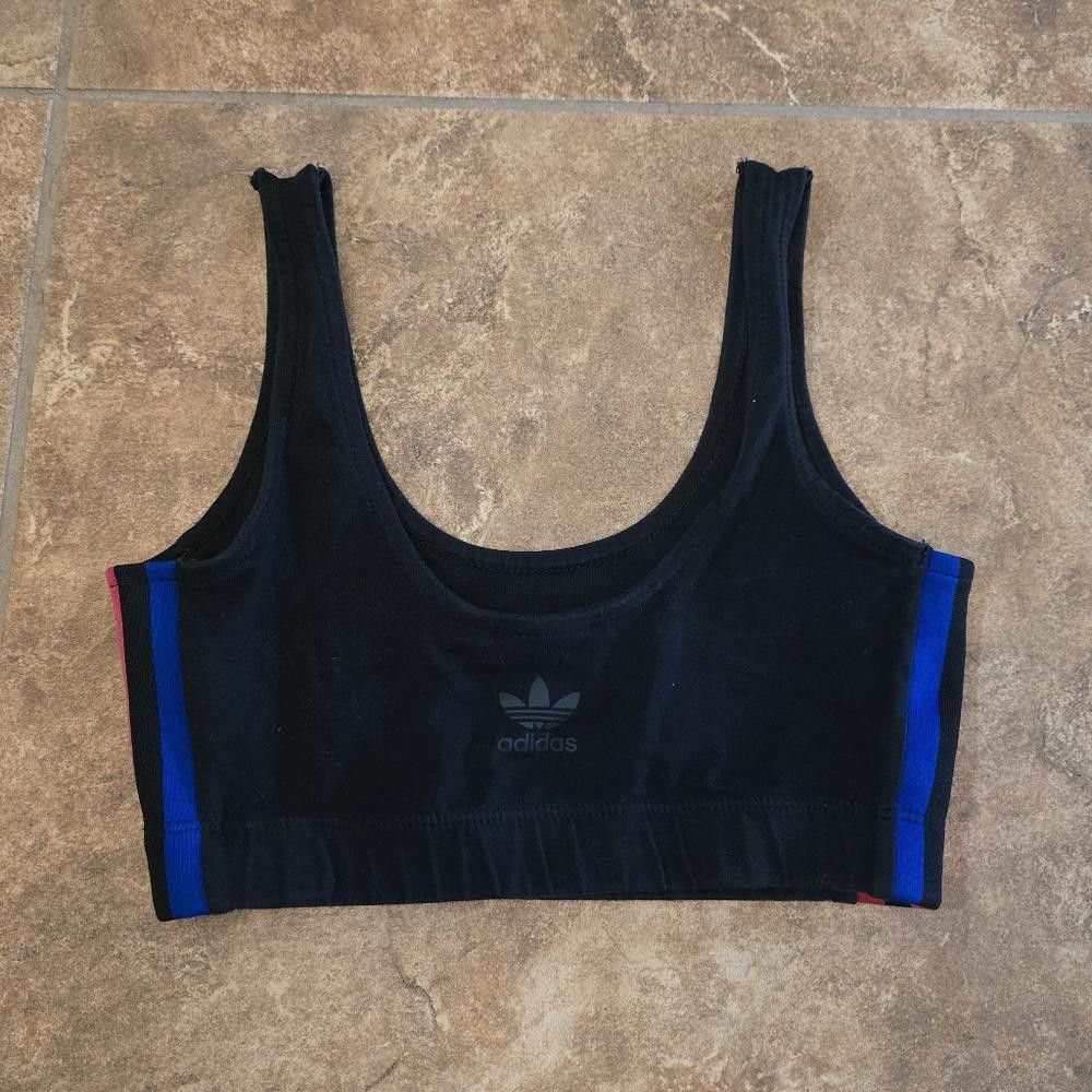 Adidas Black Trefoil 3 Striped Adidas Sport Bra Size ONE SIZE - 2 Thumbnail