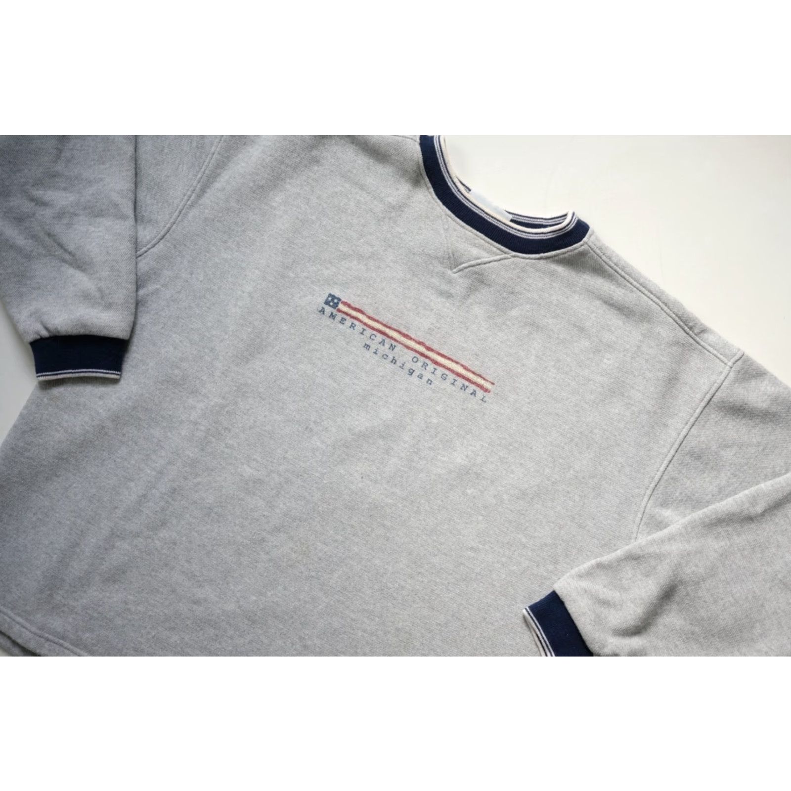 Vintage VINTAGE Michigan VTG 90s USA MADE FLAG AMERICAN ORIGINAL KNIT CREWNECK SWEATSHIRT XL Gray Crewneck Men XL Sweatshirt Size US XL / EU 56 / 4 - 5 Thumbnail
