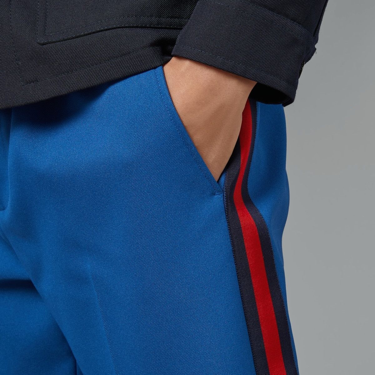 Gucci o1loc1c0226 762510 Fluid Drill Pant With Web Detail in Blue Size US 28 / EU 44 - 3 Thumbnail