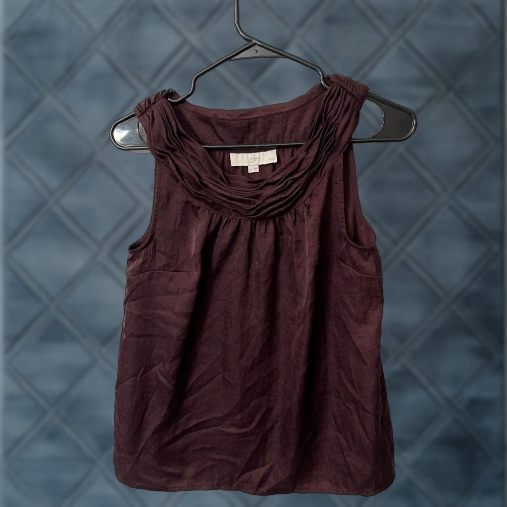 Ann Taylor VINTAGE Ann Taylor Loft Women Tank Top Sleeveless Petite Cotton Blend Maroon Casual 90s Size M / US 6-8 / IT 42-44 - 1 Thumbnail