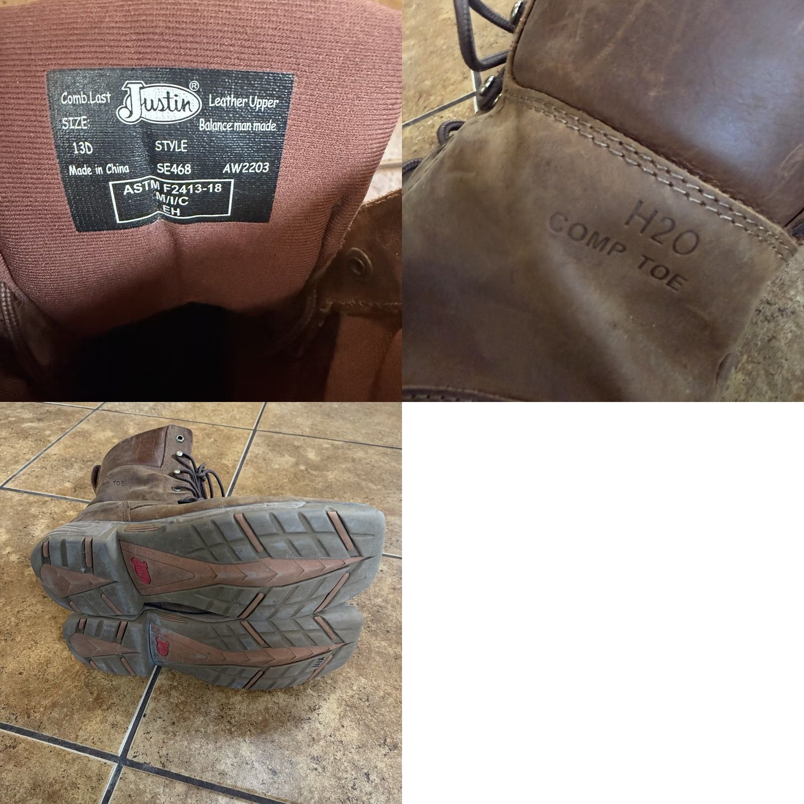 Justin Boots Justin Workboots Rush 8 Inch Size 13 D Safety Toe Mens Brown Leather SE468 EUC Boots Size US 13 / EU 46 - 8 Thumbnail
