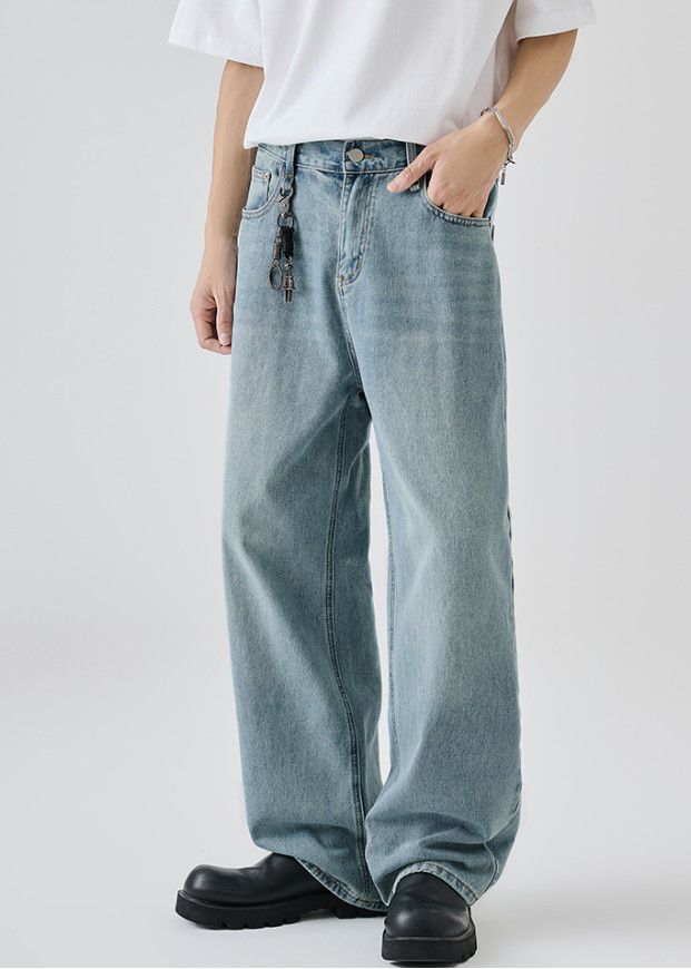 Jean High-Street Retro Men's Loose-Fit Straight-Leg Casual Jeans Size US 32 / EU 48 - 3 Thumbnail