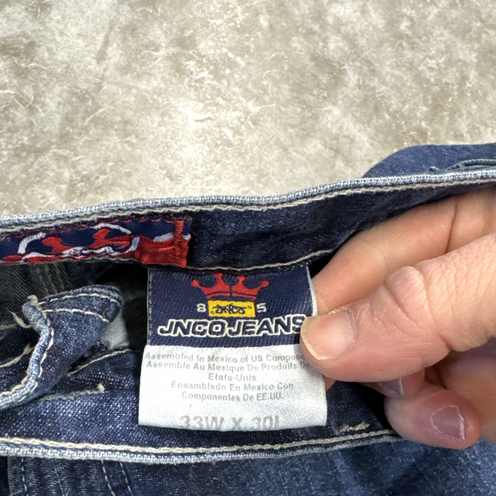 JNCO VINTAGE JNCO Jeans mens 33 x 30 Baggy Wide-Leg Crown Carpenter Skater 90s Grunge Jeans Mens Regular Blue Cotton Denim Embroidered Logo Vintage JNCO Size US 33 - 7 Thumbnail