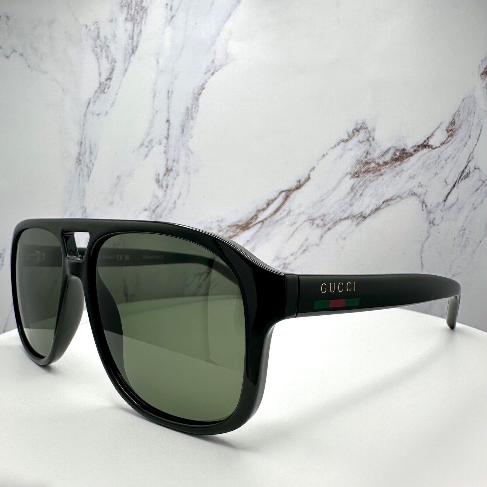 Gucci New GUCCI Sunglasses 2025 Release Black Aviator Gold Logo Size ONE SIZE - 23 Thumbnail