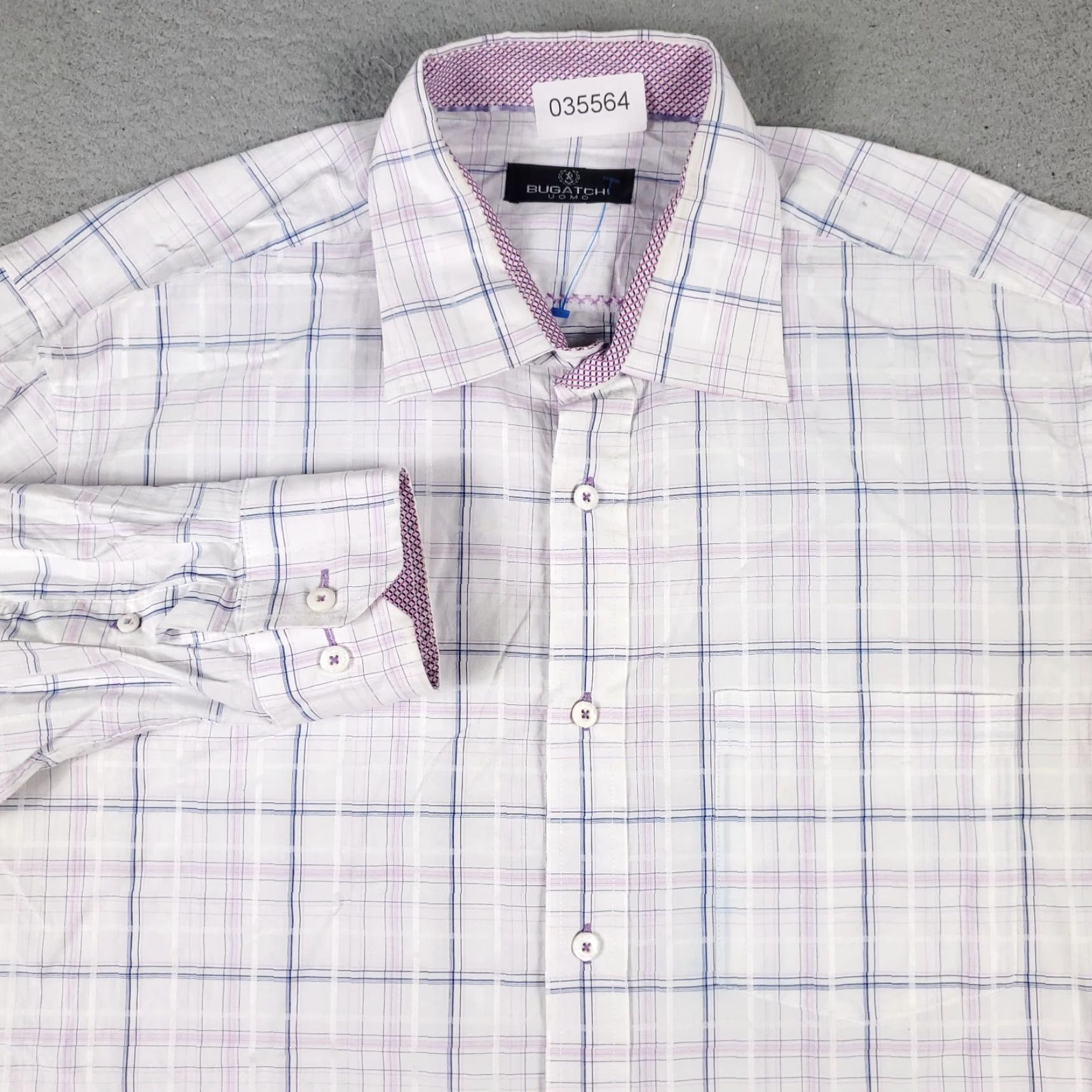 BUGATCHI Bugatchi Uomo Shirt Mens XL Purple Plaid Button-Up Long Sleeve Casual Classic Button-Up Collared Shirt Mens XL Purple Plaid Bugatchi Uomo Size US XL / EU 56 / 4 - 2 Thumbnail