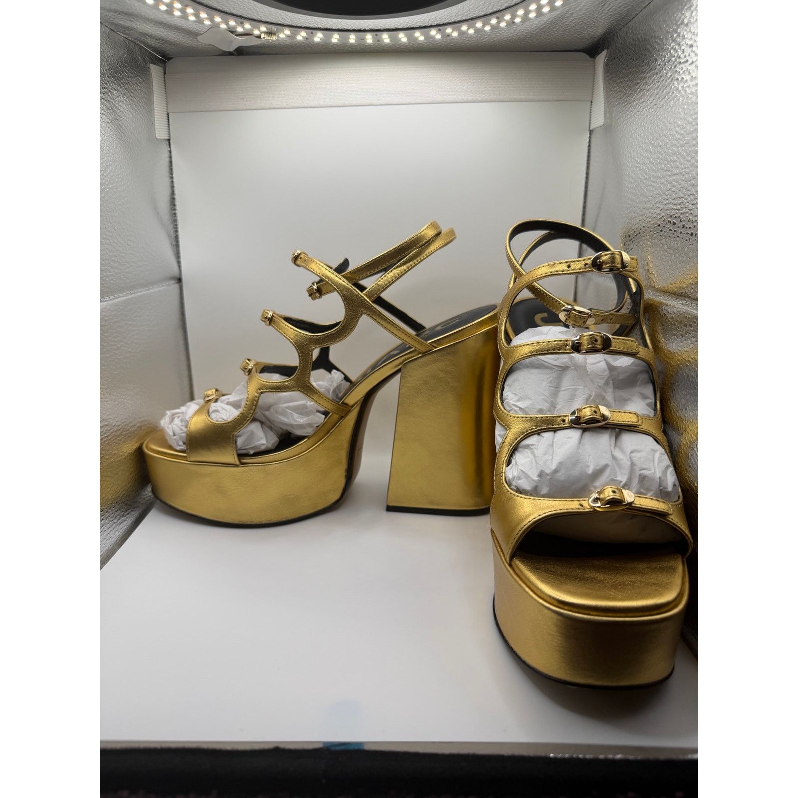 Marc Jacobs NIB Marc Jacobs Metallic Leather Kiki Platform Sandal sz39/9 Size US 9 / IT 39 - 1 Thumbnail