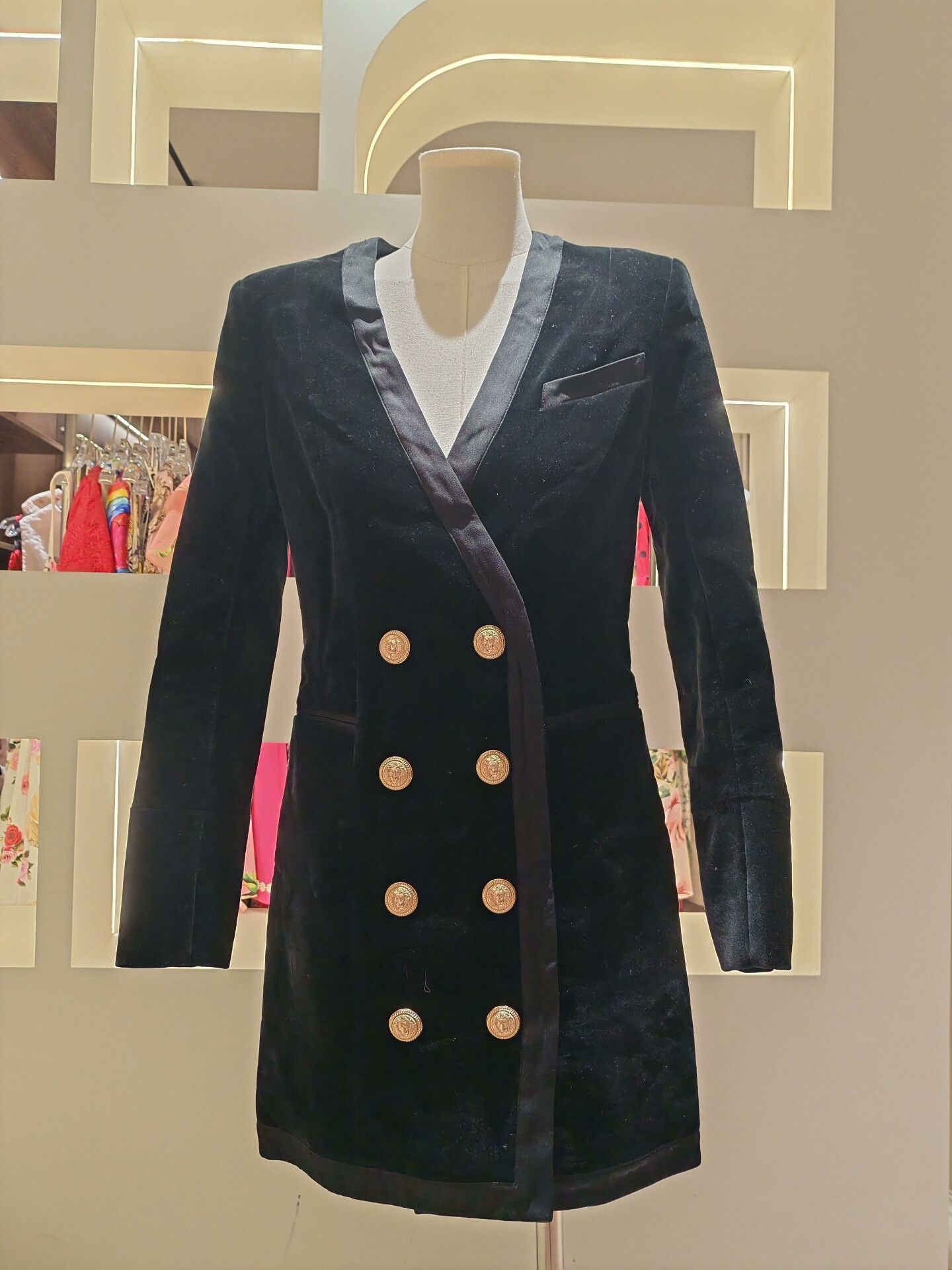 Balmain Balmain Black Velvet Double-Breasted Dress Size XS / US 0-2 / IT 36-38 - 1 Thumbnail