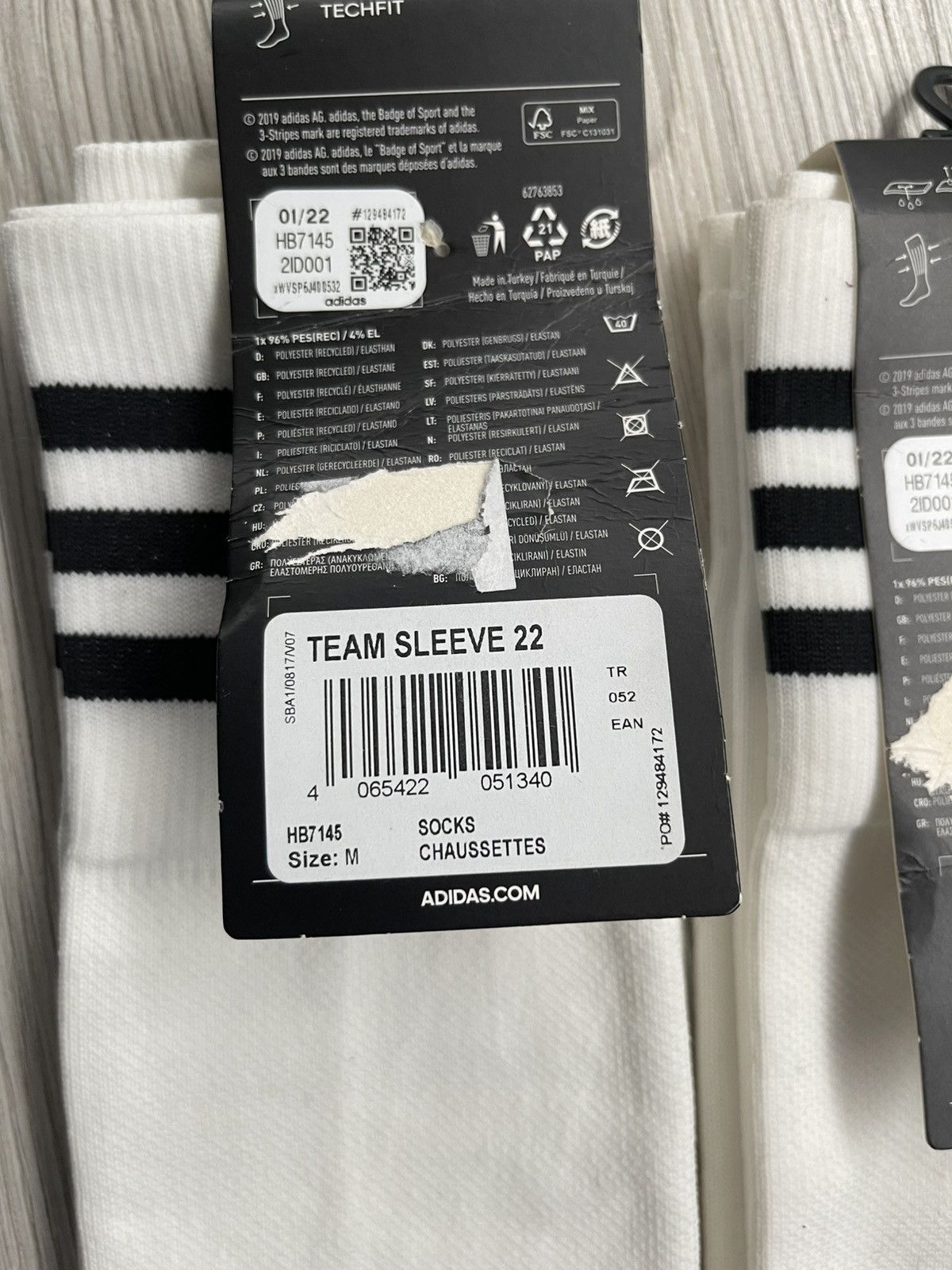 Vintage Adidas Team Sleeve 22 Socks SIZE M HB7145 Size 32 - 6 Thumbnail
