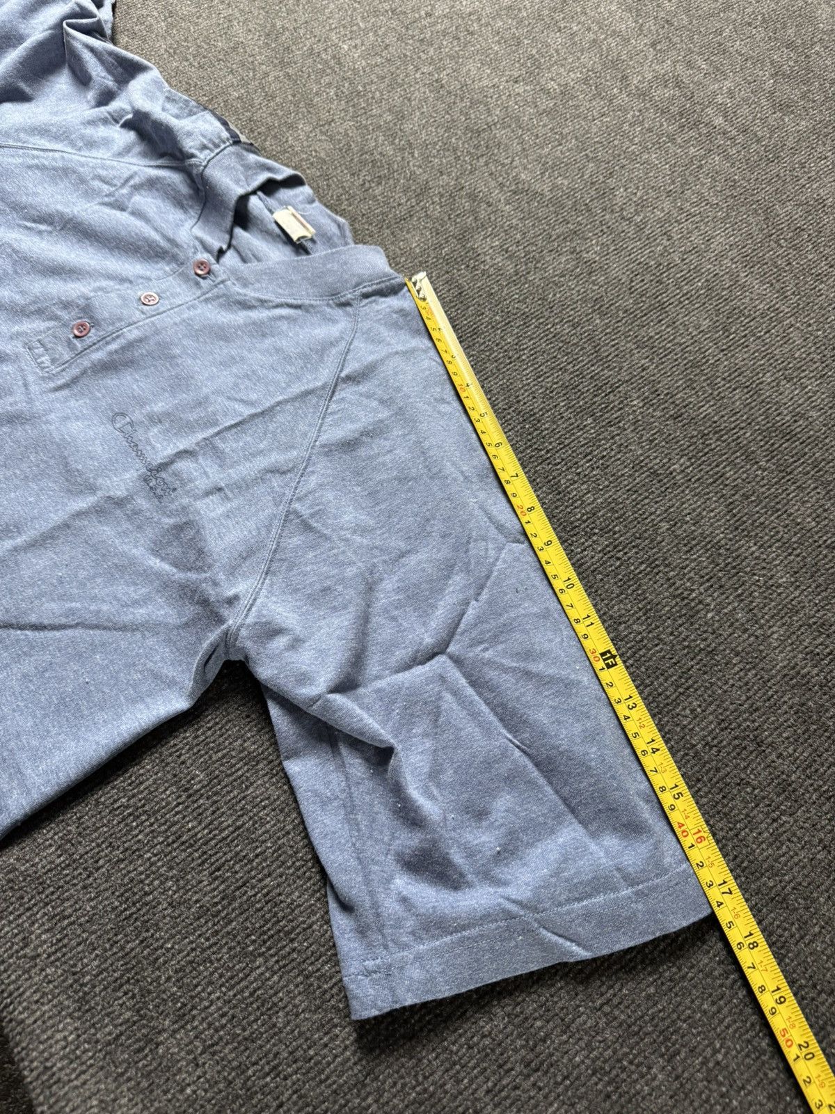 Champion 90s Vintage Champion USA Tape Sleeve Henley T-Shirt Blue Size US L / EU 52-54 / 3 - 14 Thumbnail