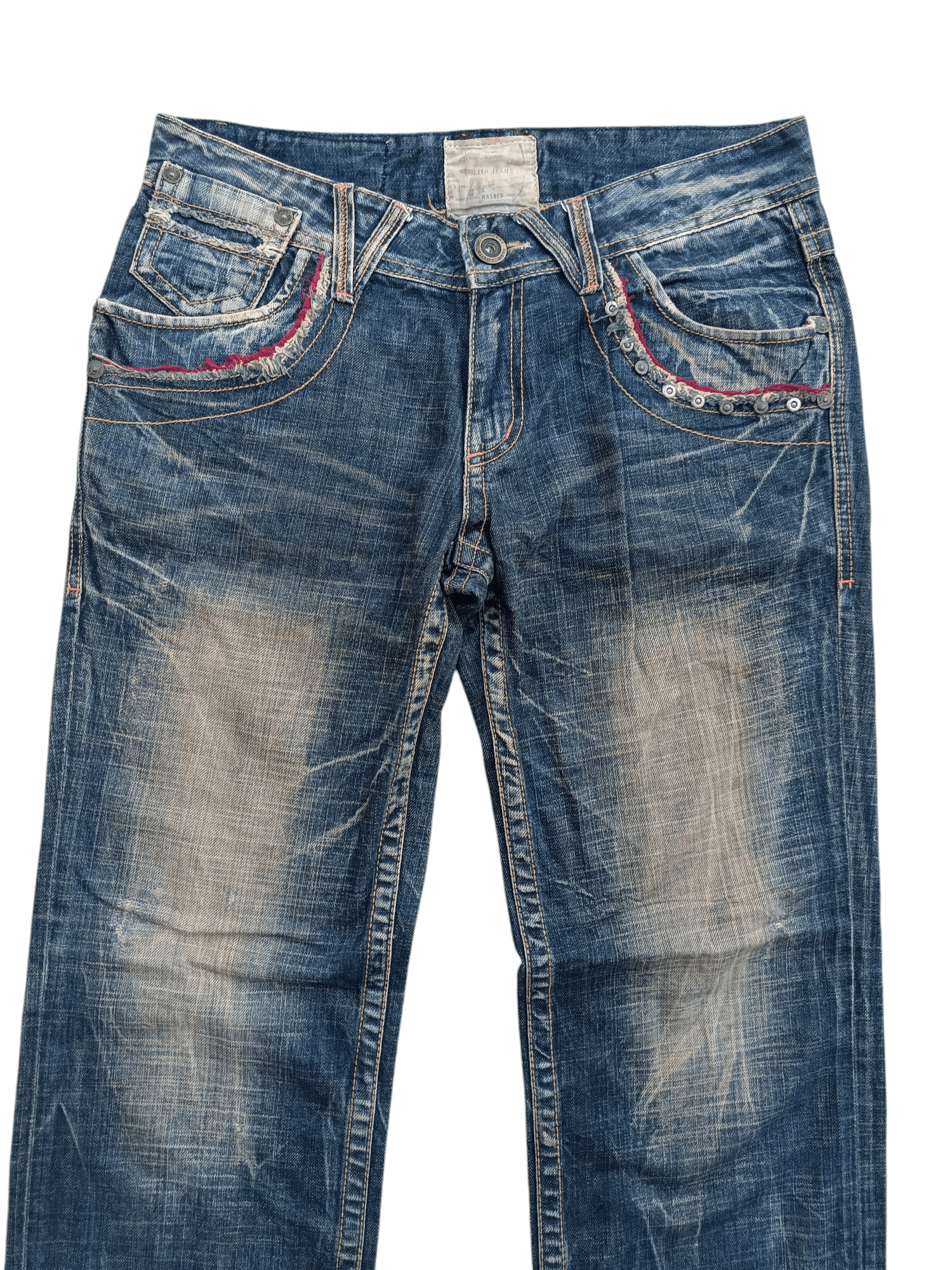 Japanese Brand Lolita Jeans Rusty Wash Whiskers Faded Denim E017 Size US 34 / EU 50 - 10 Thumbnail