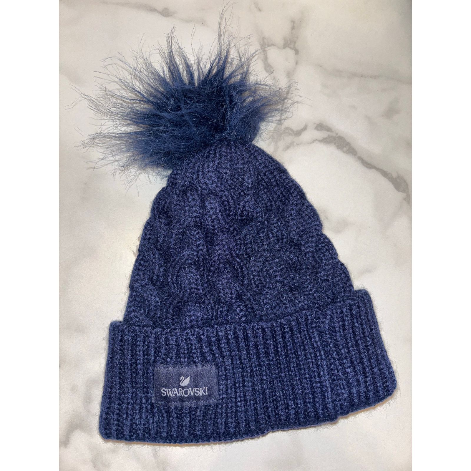 Swarovski Childs Swarovski Navy Blue Beanie One Size Size ONE SIZE - 2 Thumbnail