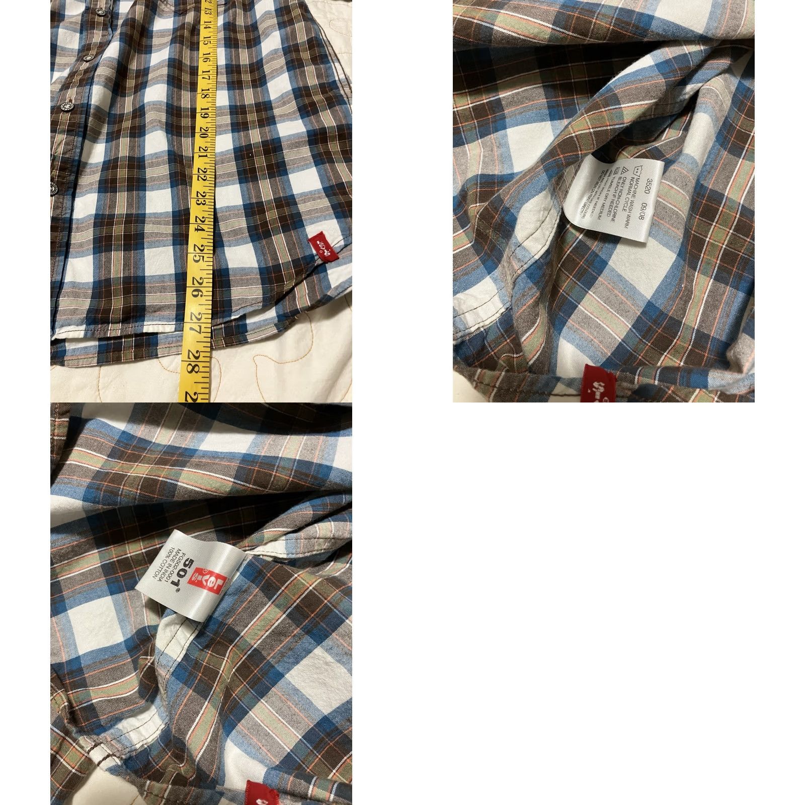 Levi's VINTAGE Levi's Mens XL Plaid Long Sleeve Button-Down Shirt 501 Jeans Printed Back Size US XL / EU 56 / 4 - 8 Thumbnail