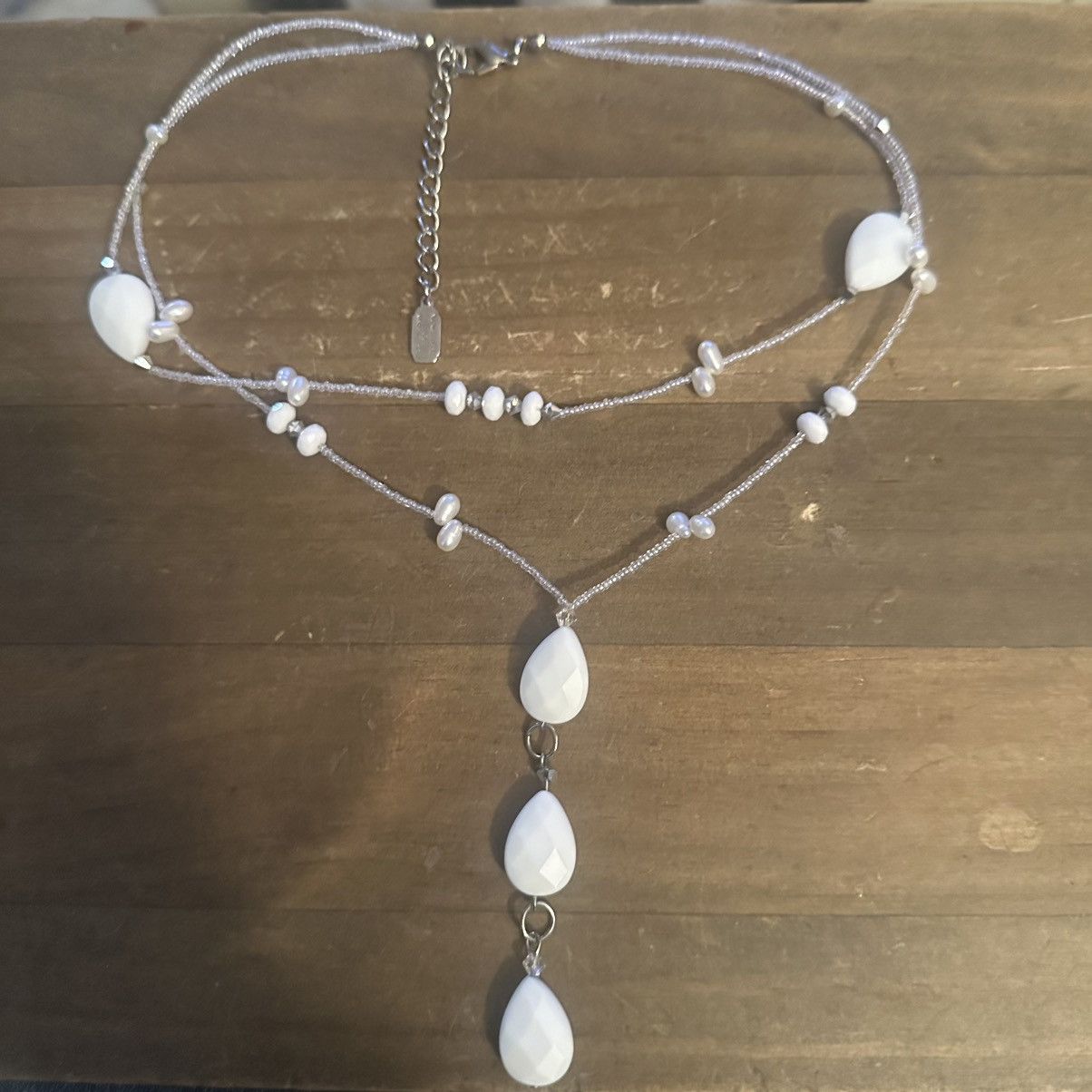 Other Layered white bead and pearl seed bead Y necklace Size ONE SIZE - 2 Thumbnail
