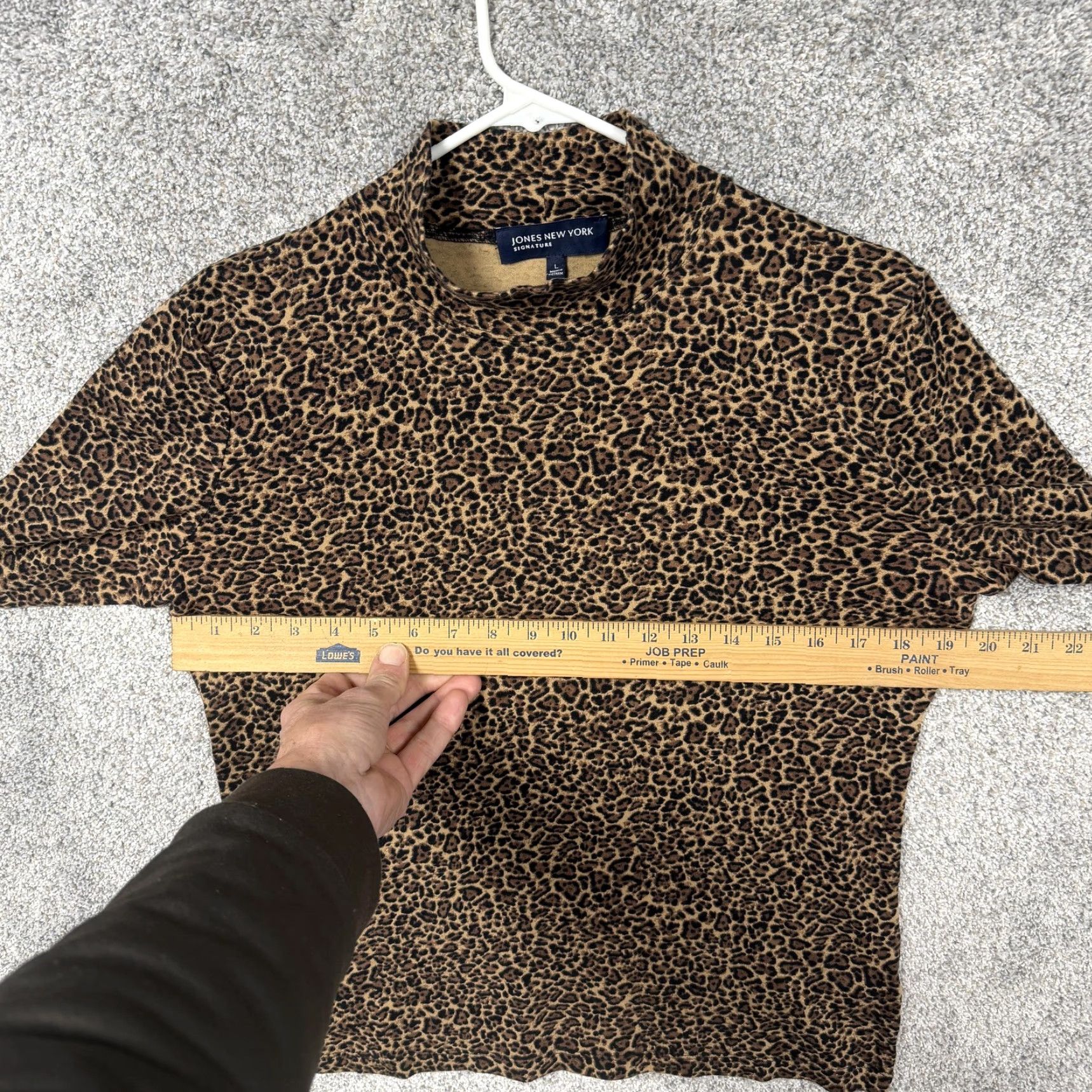 Jones New York Jones New York Signature Shirt Le​opard Print Mock Neck Long Sleeve Brown Large Womens Jersey 100% Cotton Vintage? No Size L / US 10 / IT 46 - 4 Thumbnail