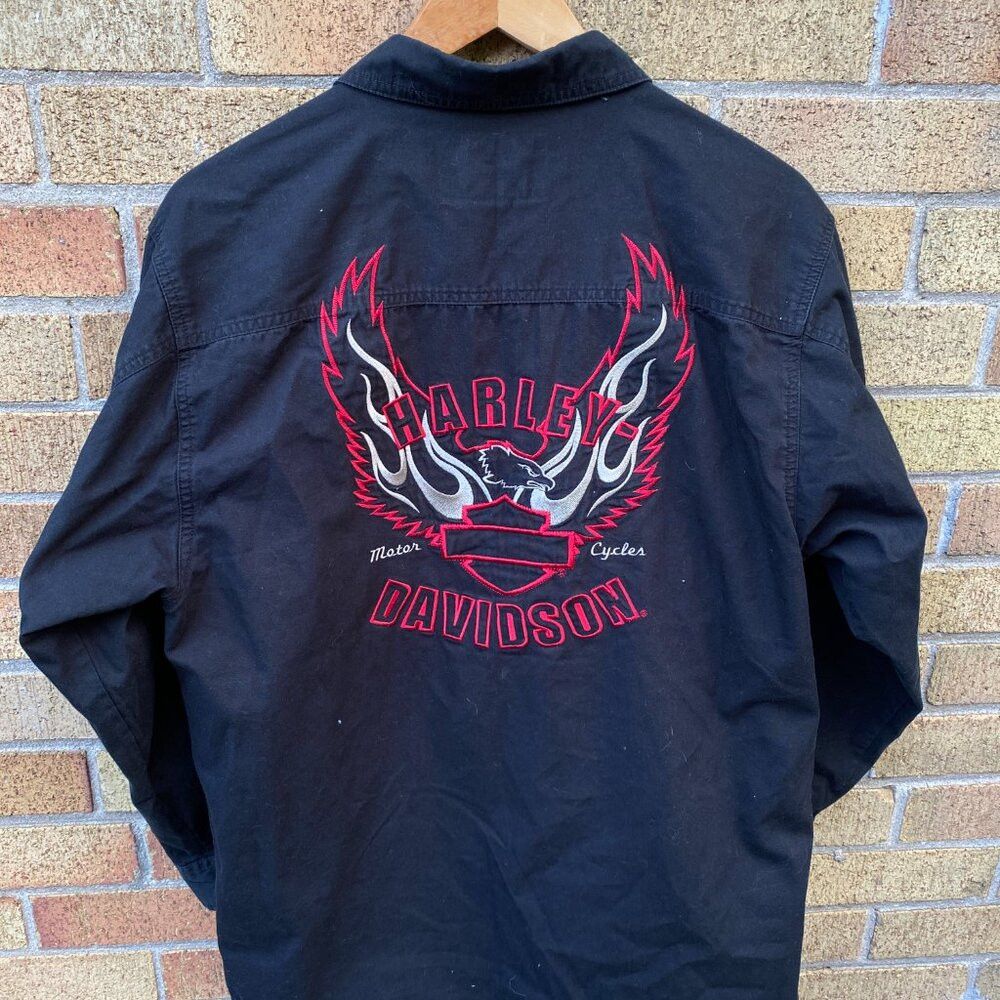 Harley Davidson × Vintage Vintage 90s Y2K Harley Davidson Embroidered Shirt Jacket Me Size US M / EU 48-50 / 2 - 2 Thumbnail