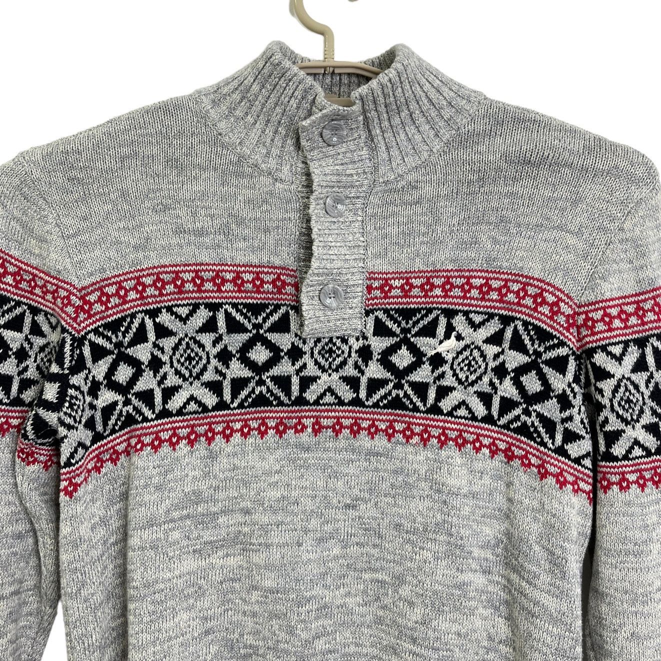 Staple Pigeon Gray Nordic Henley Sweater Toggles Size Large, Men's — image 2 of 6
