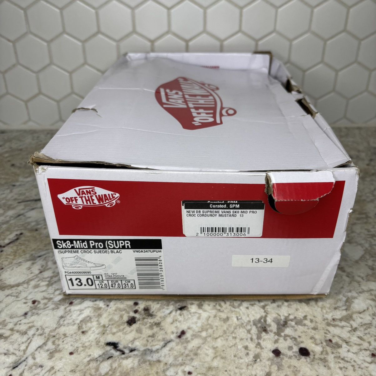 Supreme × Vans Size 13-Vans Sk8-Mid Supreme Croc Corduroy Mustard (2018) Size US 13 / EU 46 - 14 Thumbnail