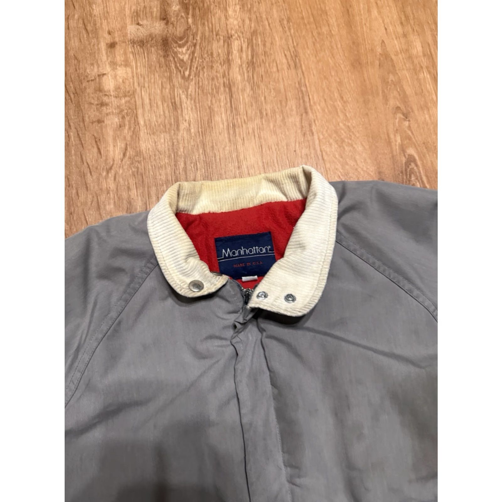 Vintage VINTAGE Manhattan Jacket Bomber Jacket Corduroy Insulated USA Made Mens L Gray *STAINS 90s Men Size US L / EU 52-54 / 3 - 7 Thumbnail