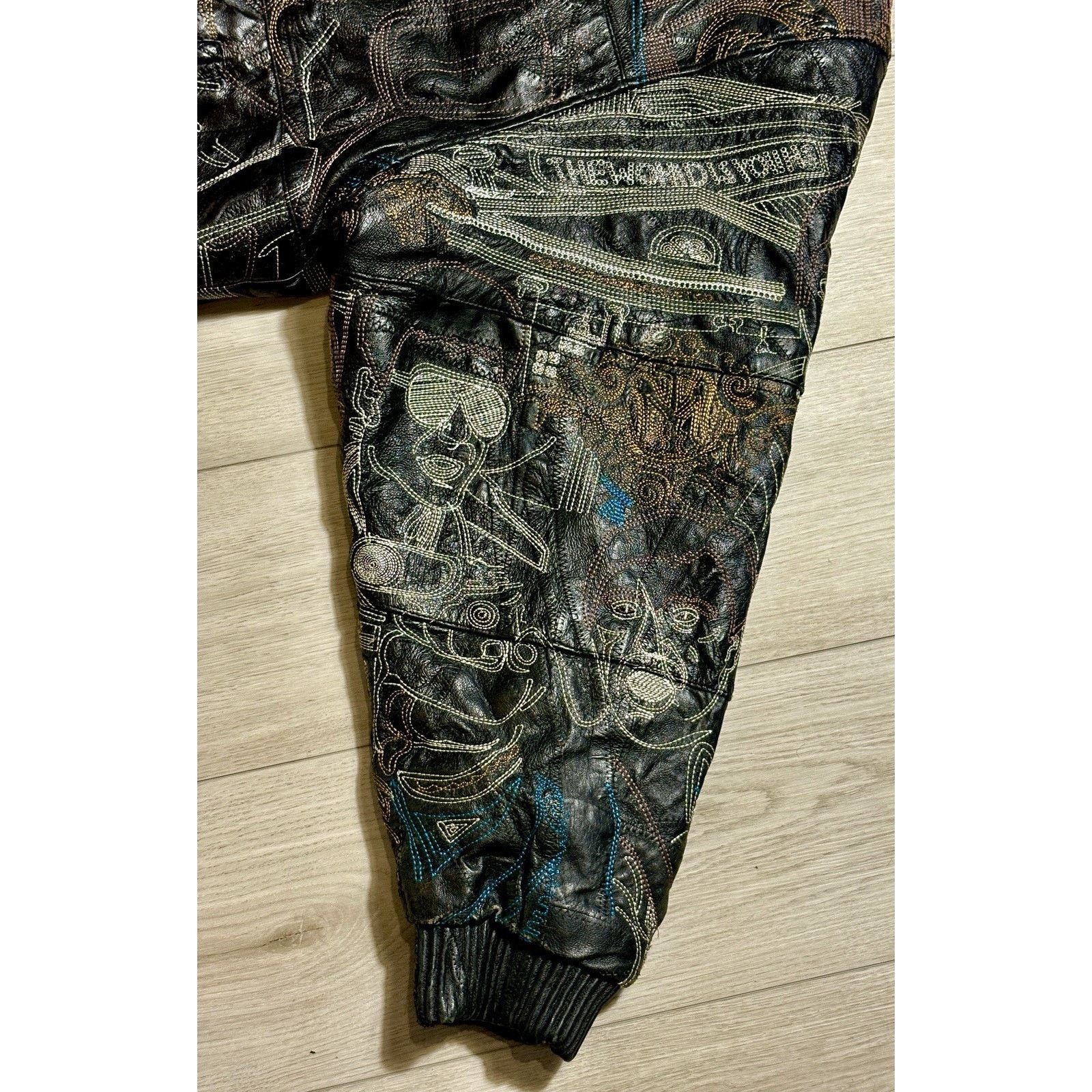 Other Scarface Leather Embroidered Fur Hood Jacket Black Y2K 5XL Size US XXL / EU 58 / 5 - 23 Thumbnail
