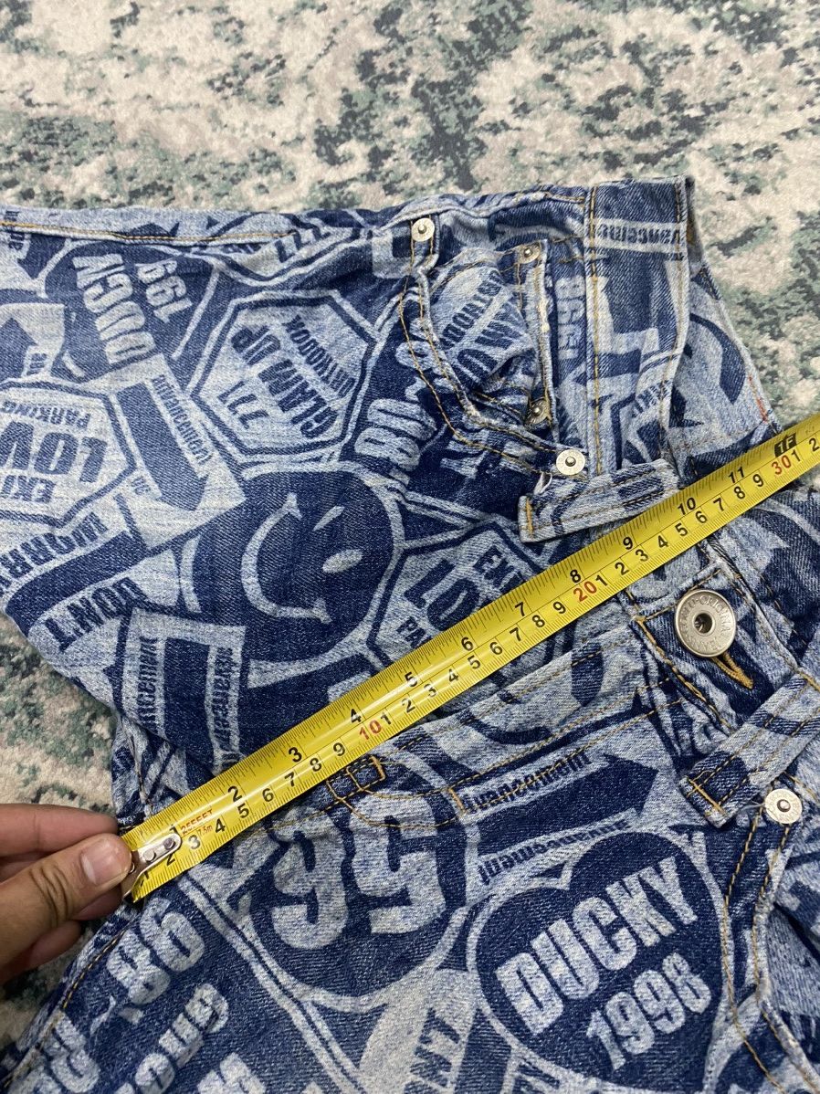 Hysteric Glamour Vintage Co&Lu All Over Acid Wash Printed Effect Smiley Jeans Size US 31 - 14 Thumbnail