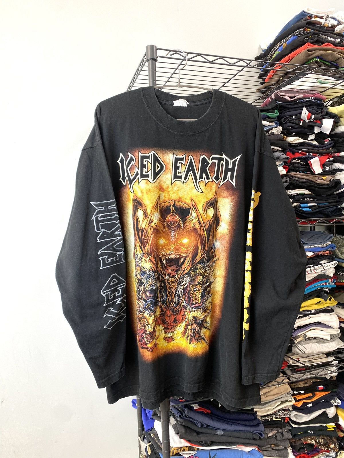 Band Tees 90s Rare! Vintage Iced Earth Dark Genesis Longsleeve T Shirt Size US XL / EU 56 / 4 - 1 Thumbnail