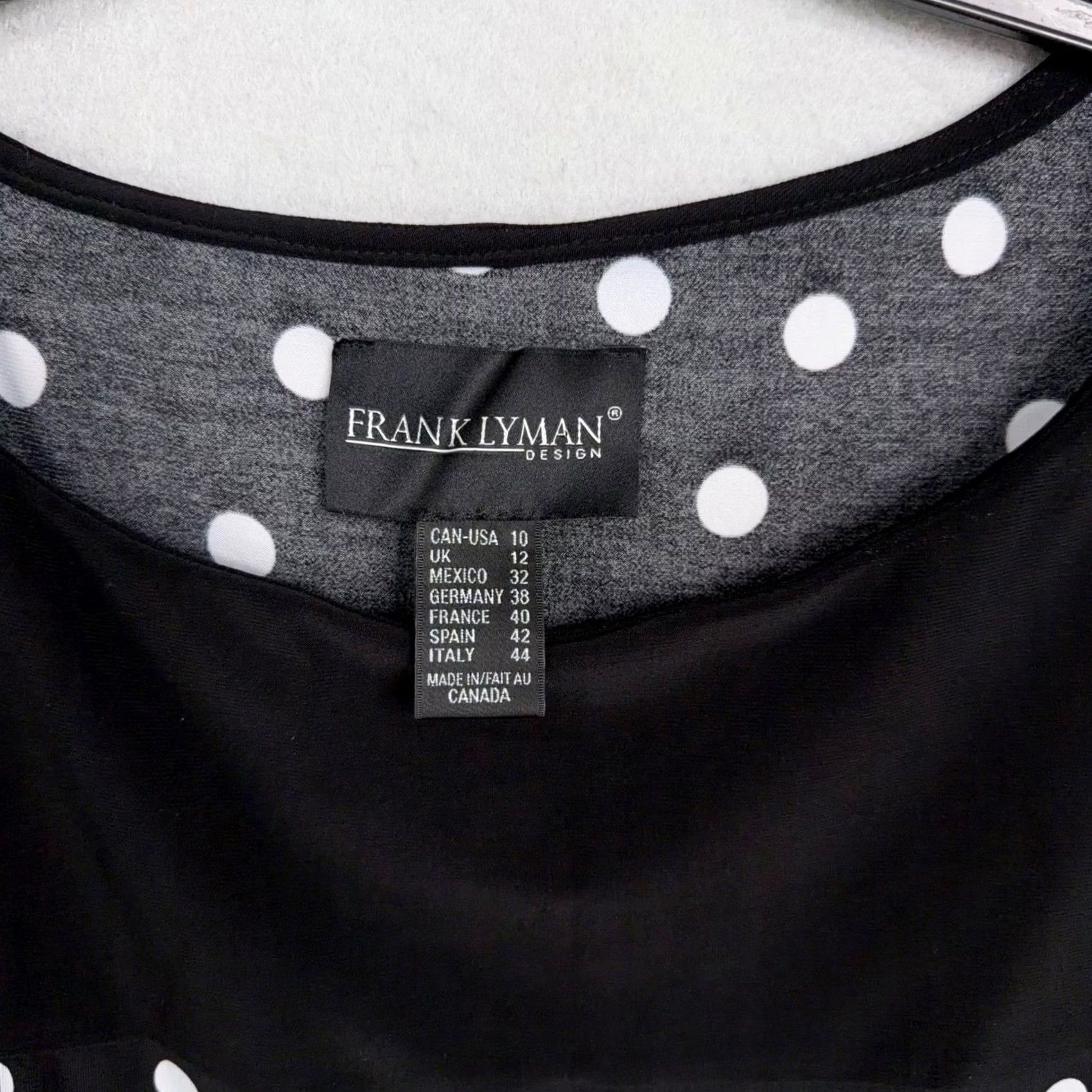 Vintage VINTAGE? Frank Lyman Dress Womens 10 Black Polka Dot Layered Asymmetrical Career Chic Size L / US 10 / IT 46 - 3 Thumbnail