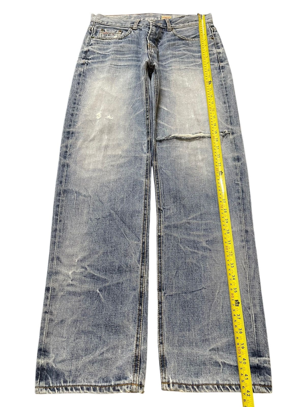 Sugar Cane Vintage Japanese Brand Blue Faded Wash Distress Loose Jeans Size US 30 / EU 46 - 13 Thumbnail