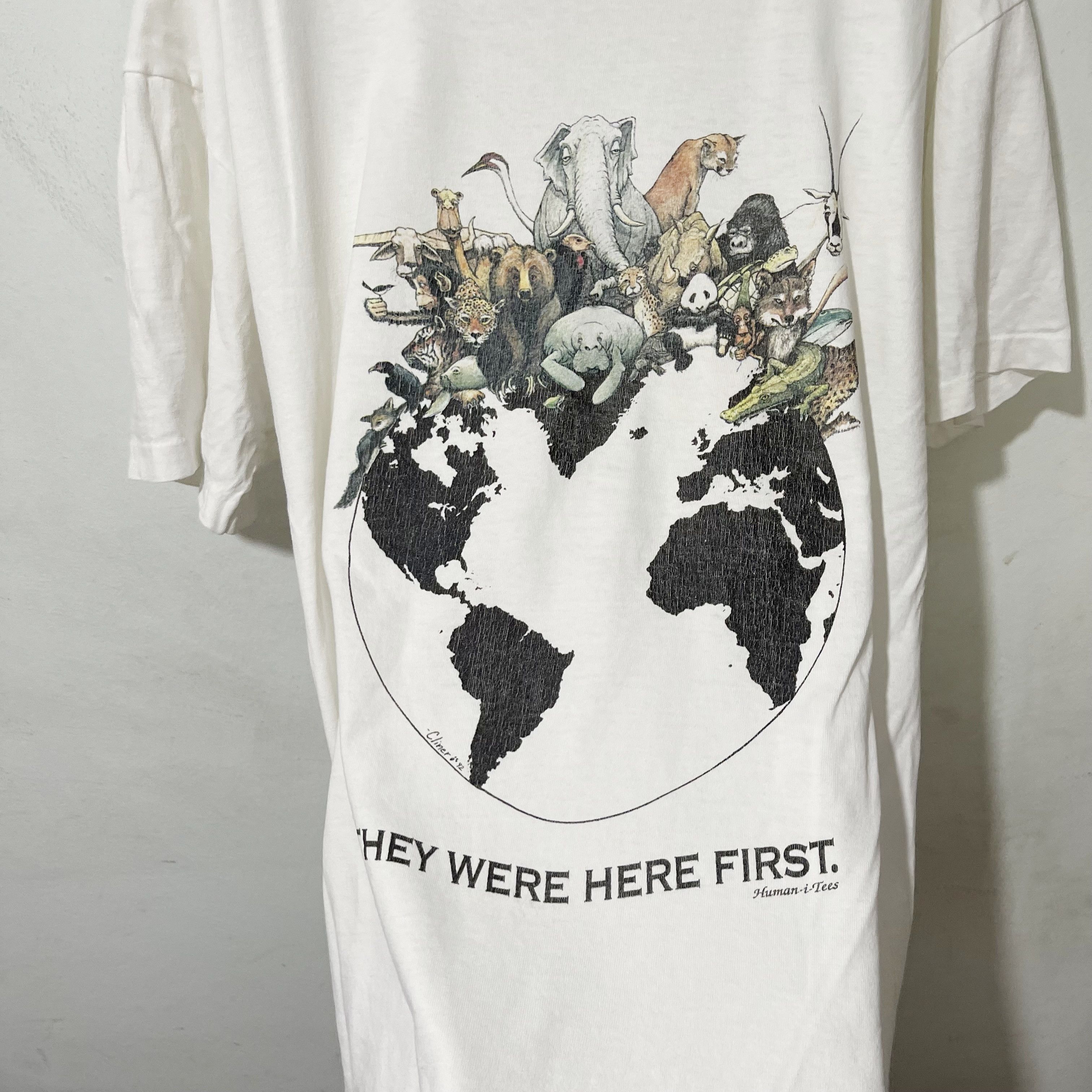 Vintage Vintage 1992 Human-i-Tees They Were Here First T-Shirt Size US XL / EU 56 / 4 - 2 Thumbnail
