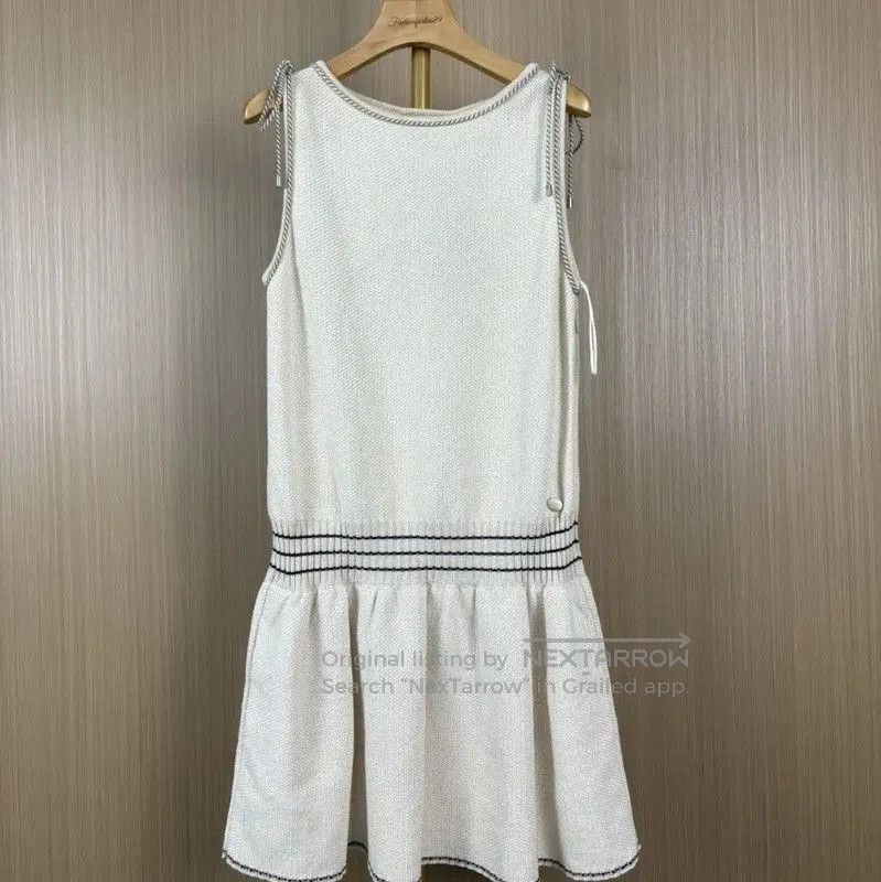Chanel White Cotton Pleated Dress .