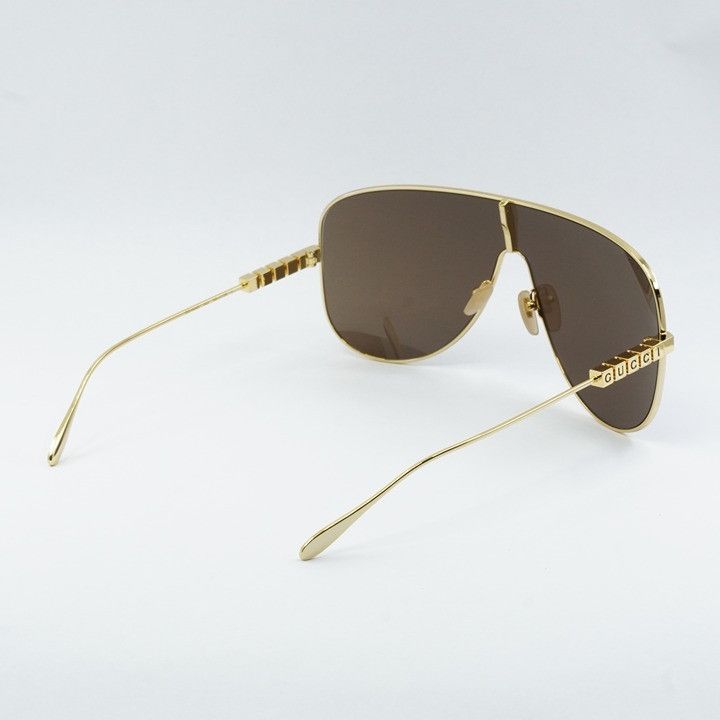 Gucci Gucci GG1436S 002 Sunglasses Gold Shield Frame, Brown Lenses Size ONE SIZE - 5 Thumbnail