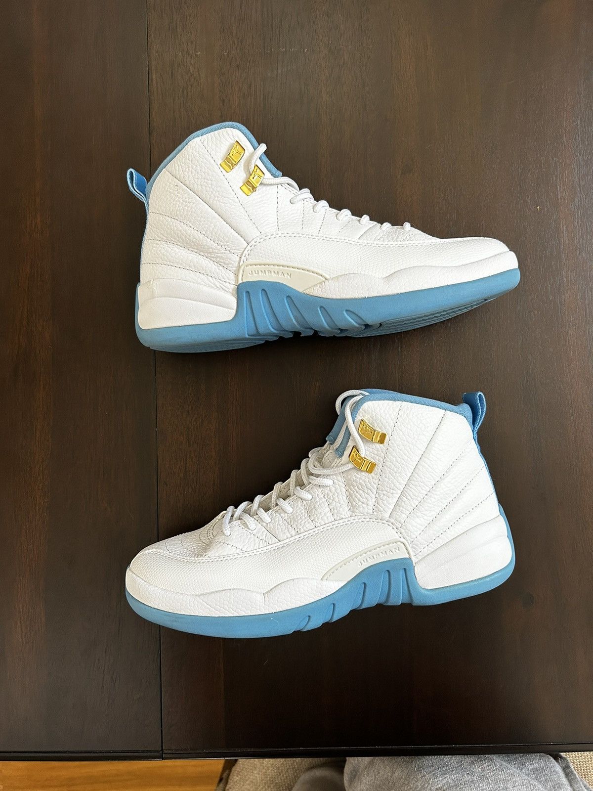 Yellow Blue Jordan's 12 White Air Jordan 12 Gs University